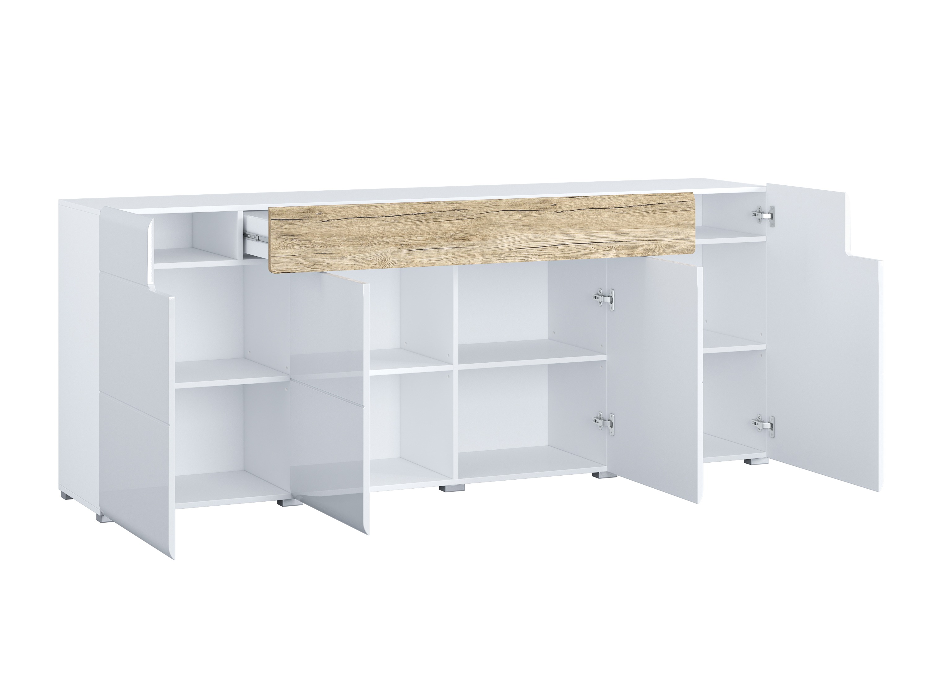 Chest of drawers Torsone 102 (White + Glossy white + San Remo oak)