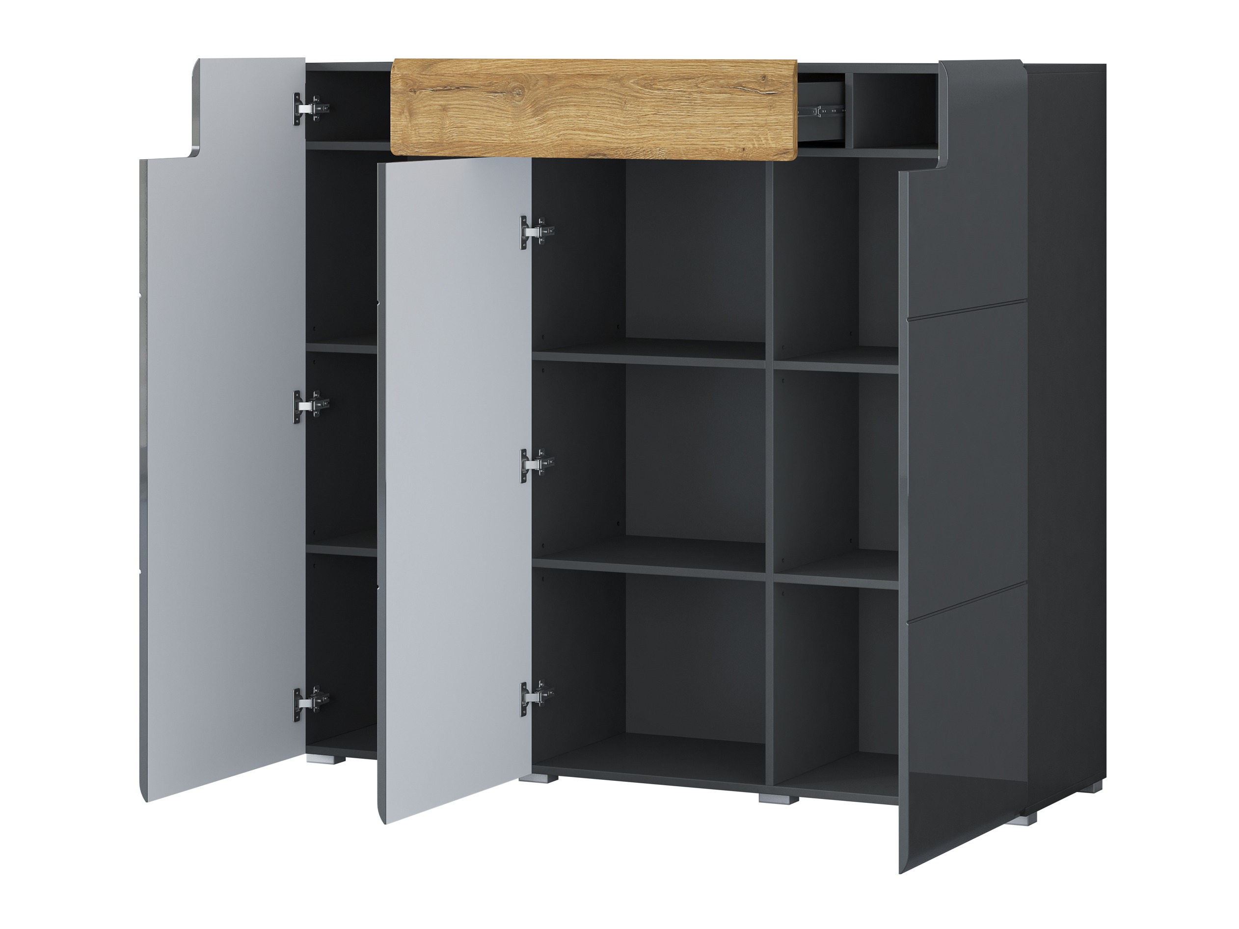 Chest of drawers Torsone 112 (Anthracite + Gloss anthracite + Grandson oak)