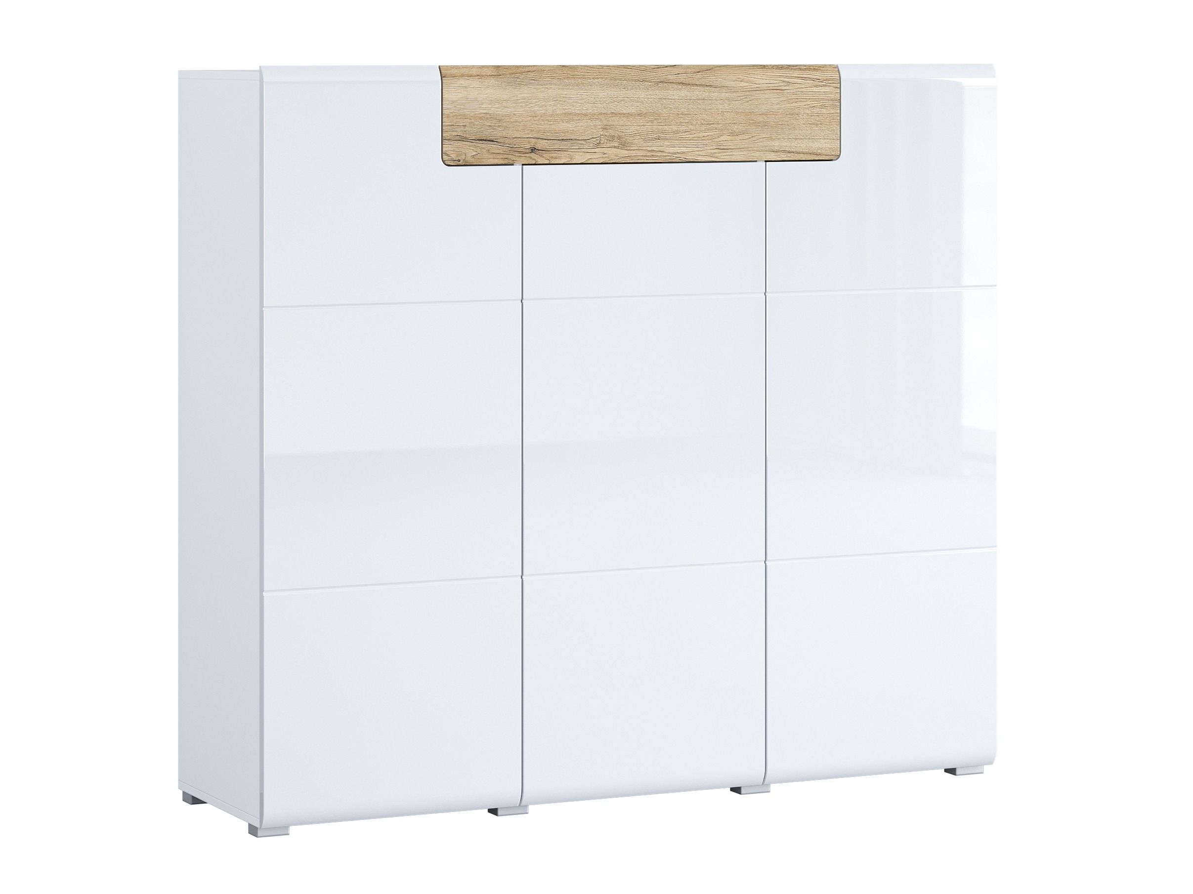 Chest of drawers Torsone 112 (White + Glossy white + San Remo oak)