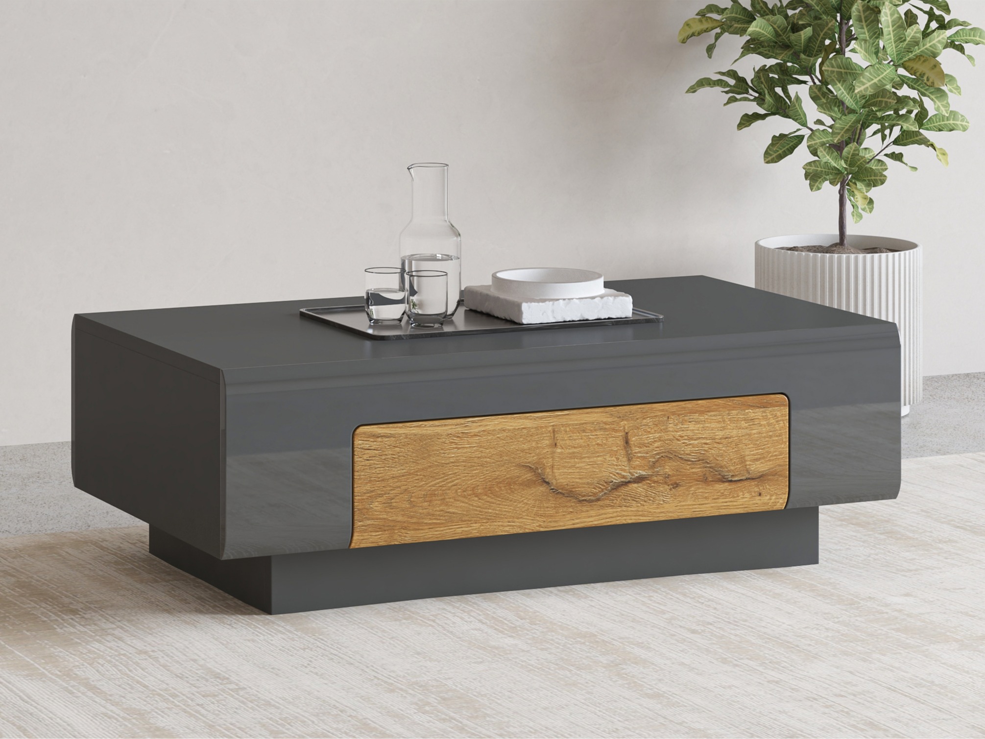Coffee table Torsone 111 (Anthracite + Gloss anthracite + Grandson oak)