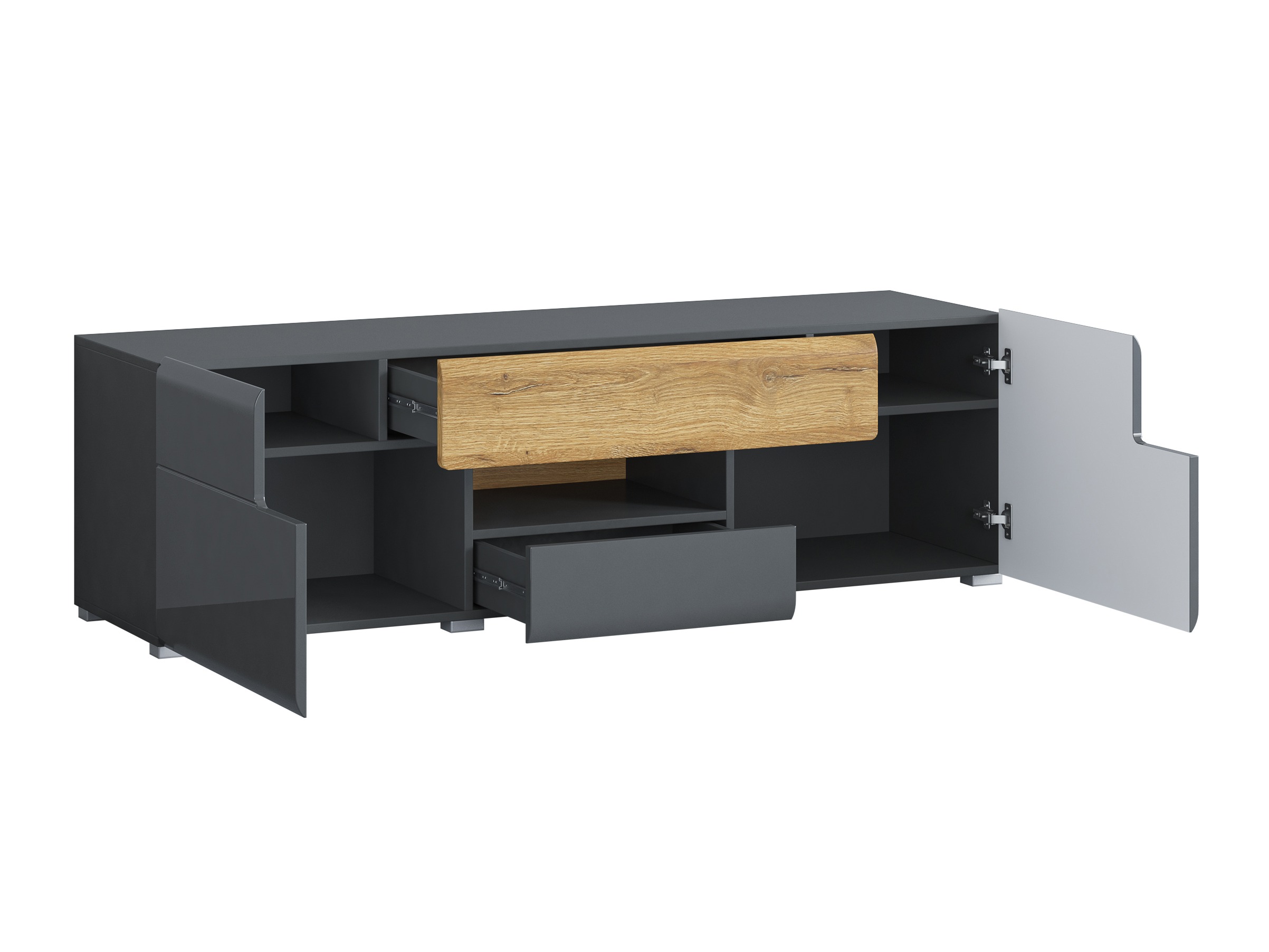 Living room set Torsone 104 (Anthracite + Gloss anthracite + Grandson oak)