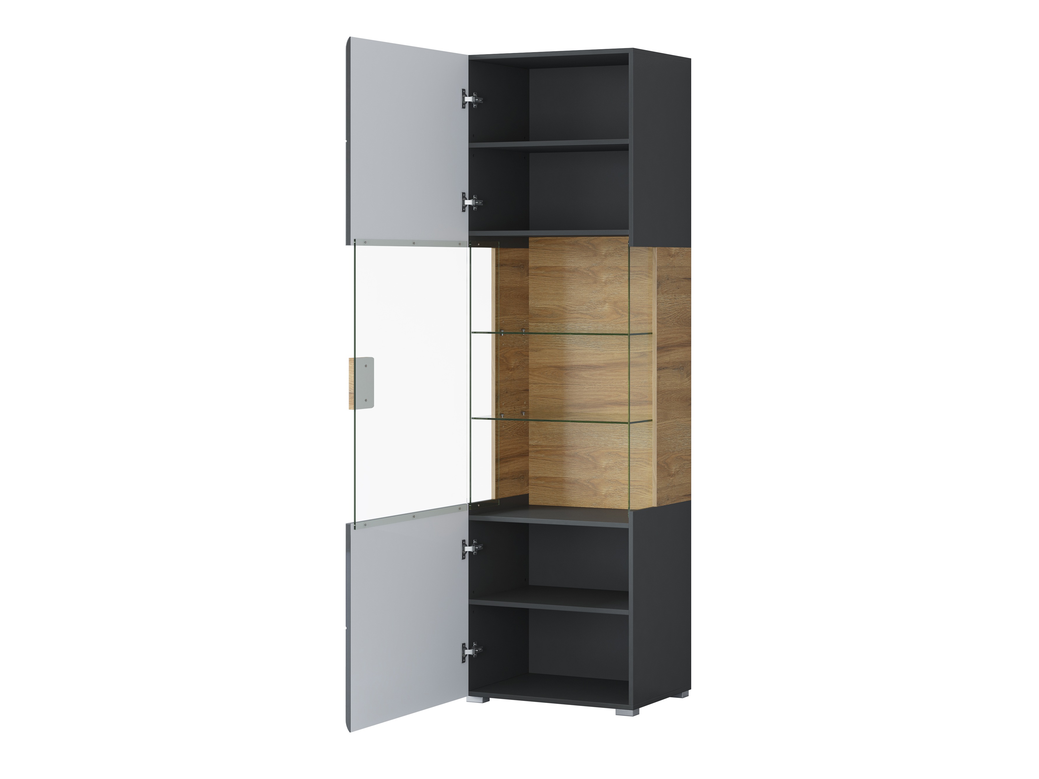 Living room set Torsone 104 (Anthracite + Gloss anthracite + Grandson oak)