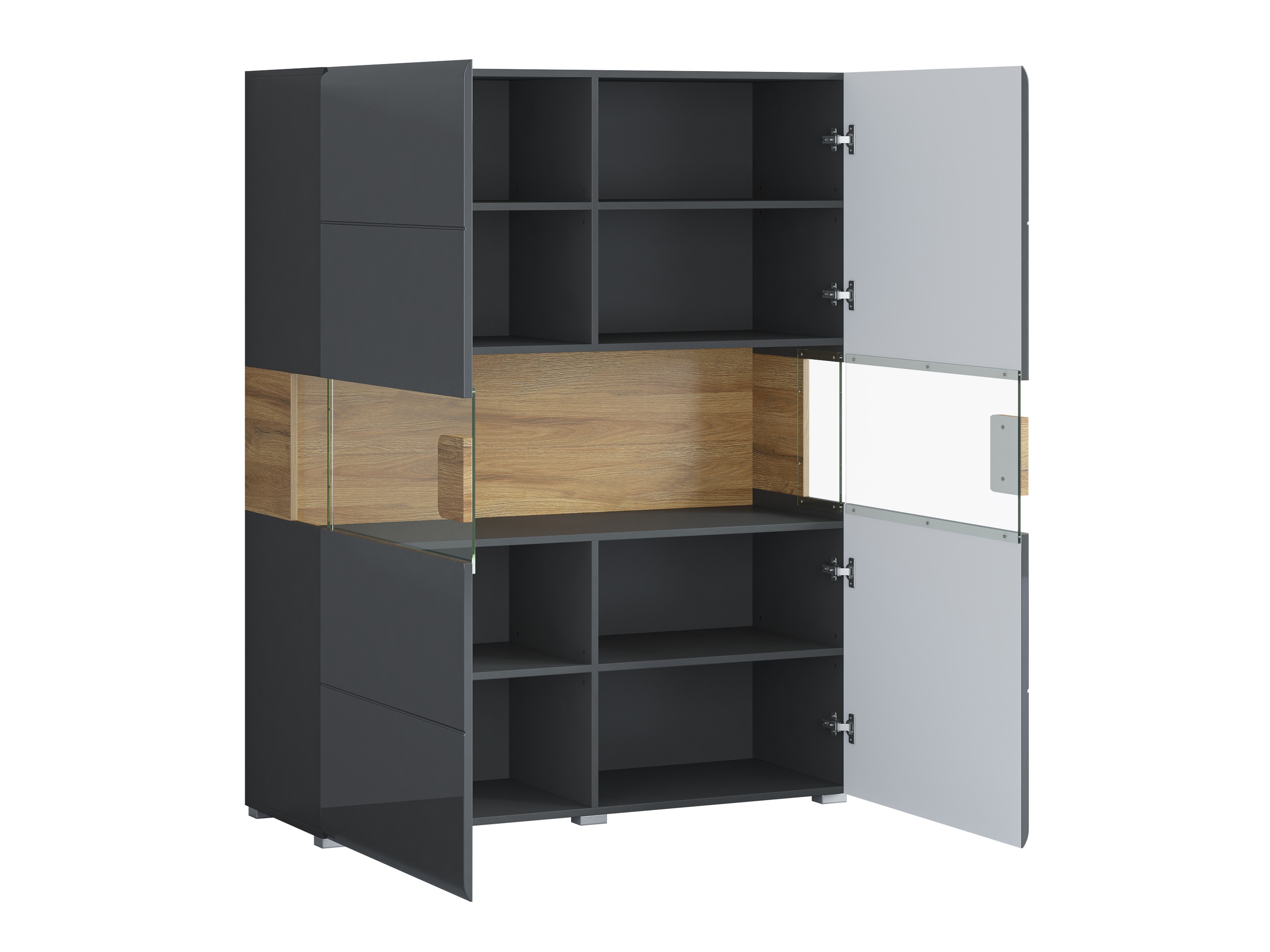 Living room set Torsone 104 (Anthracite + Gloss anthracite + Grandson oak)