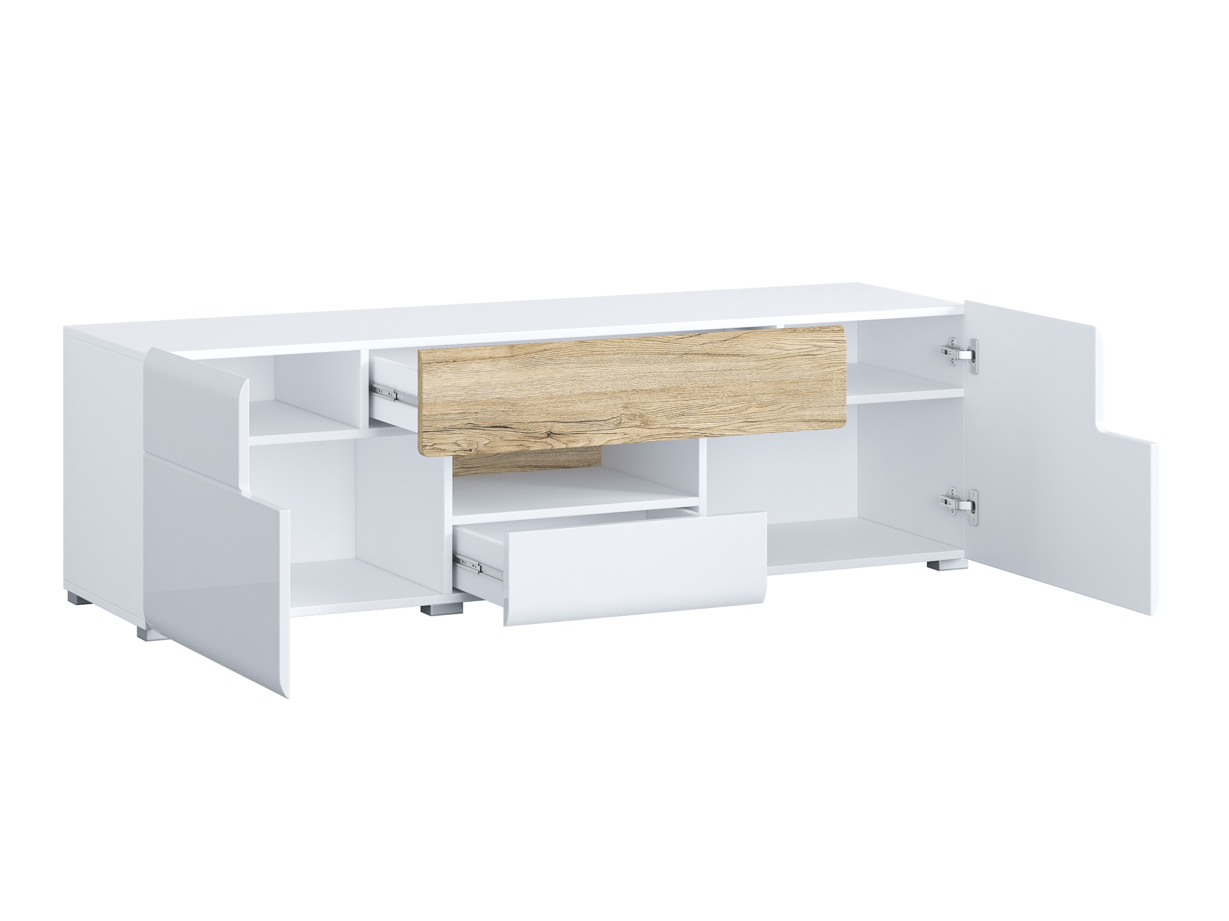 Living room set Torsone 104 (White + Glossy white + San Remo oak)