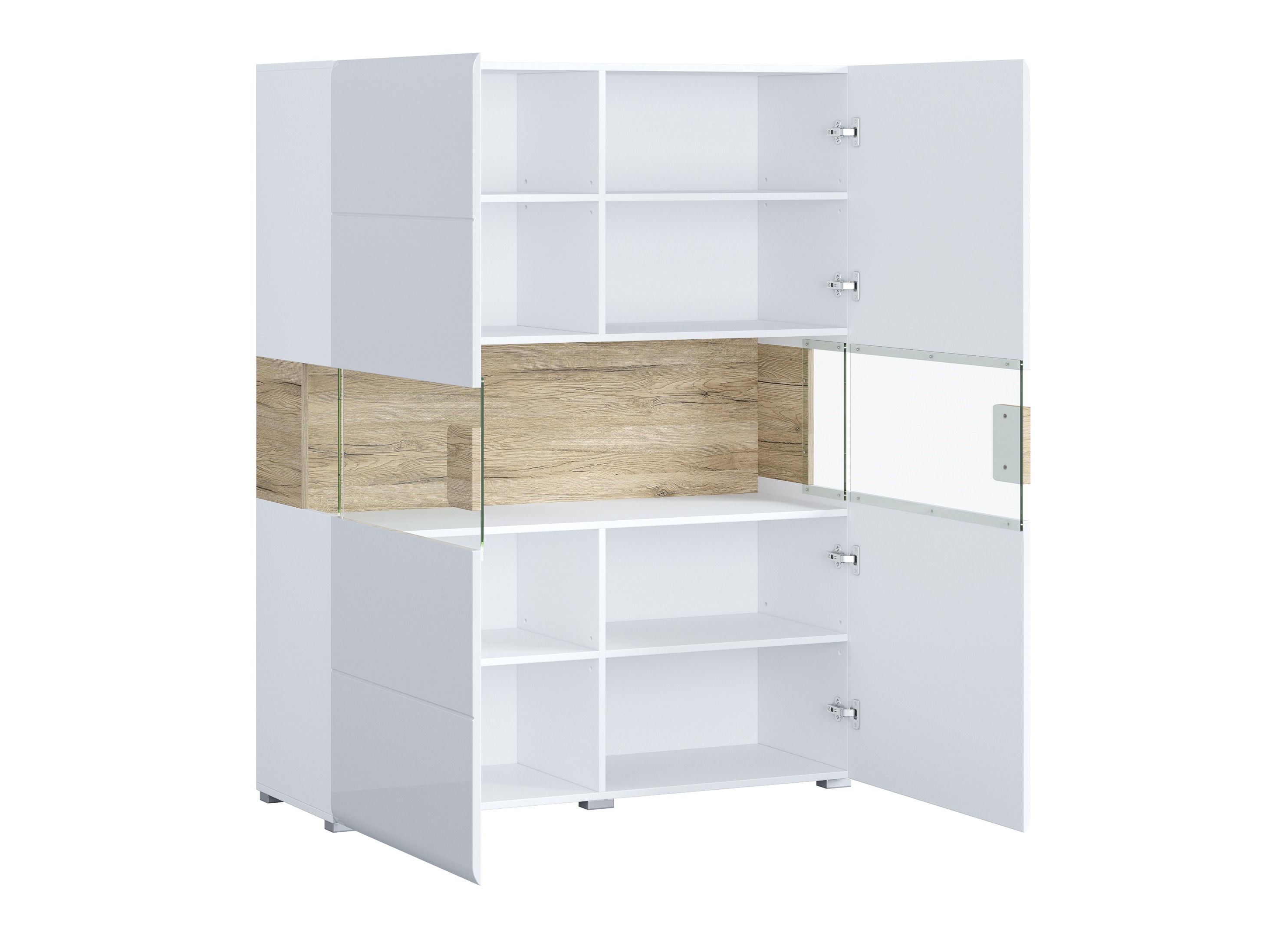 Living room set Torsone 104 (White + Glossy white + San Remo oak)