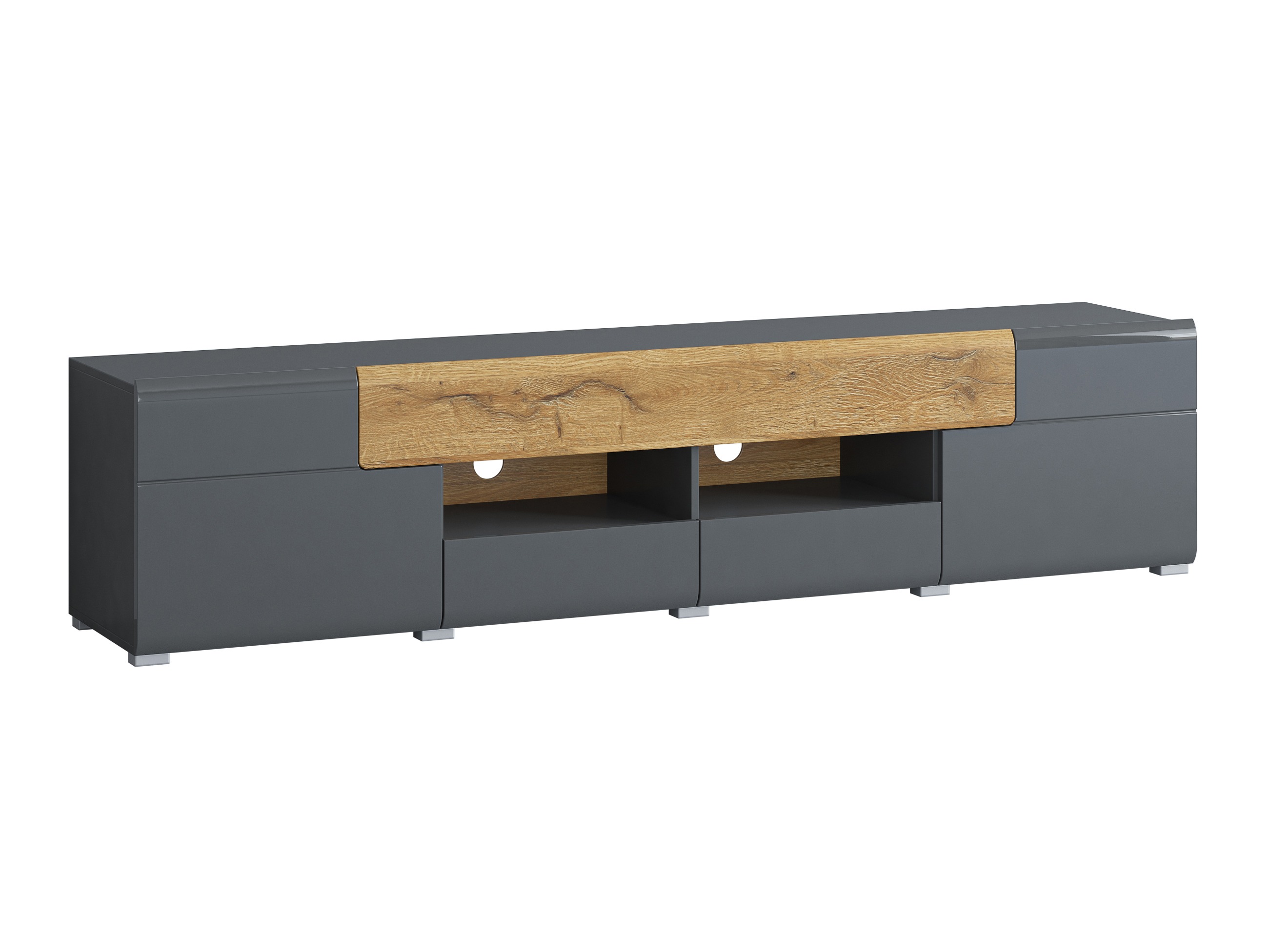 TV stand Torsone 113 (Anthracite + Gloss anthracite + Grandson oak)