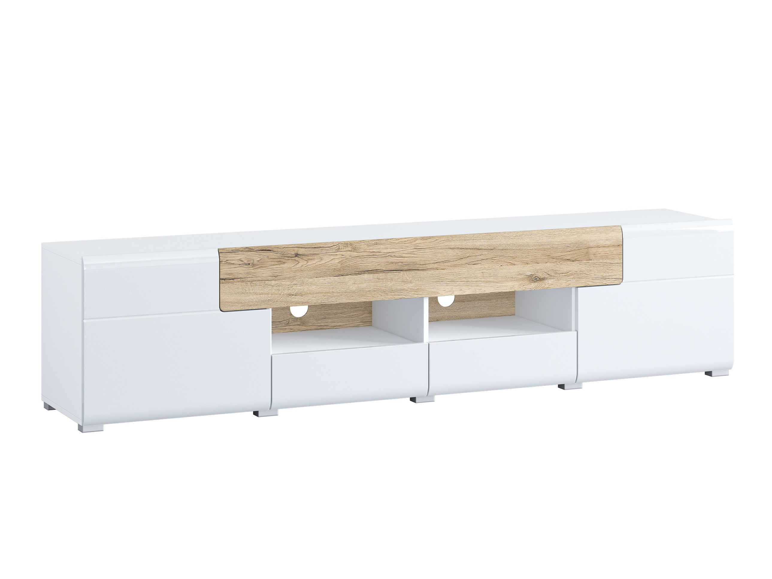 TV stand Torsone 113 (White + Glossy white + San Remo oak)