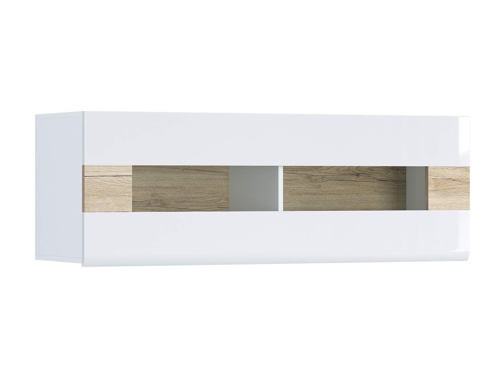 Wall cabinet Torsone 116 (White + Glossy white + San Remo oak)