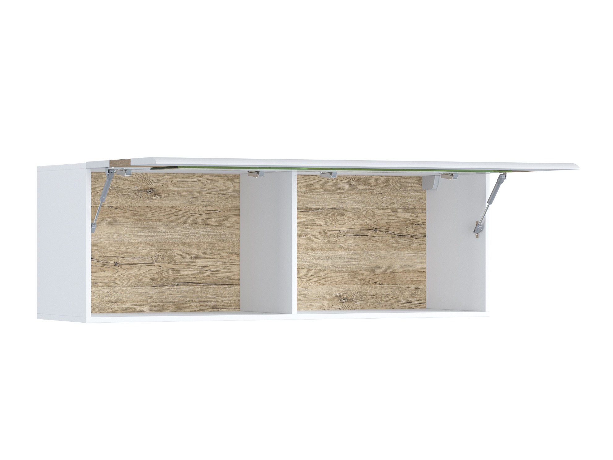 Wall cabinet Torsone 116 (White + Glossy white + San Remo oak)