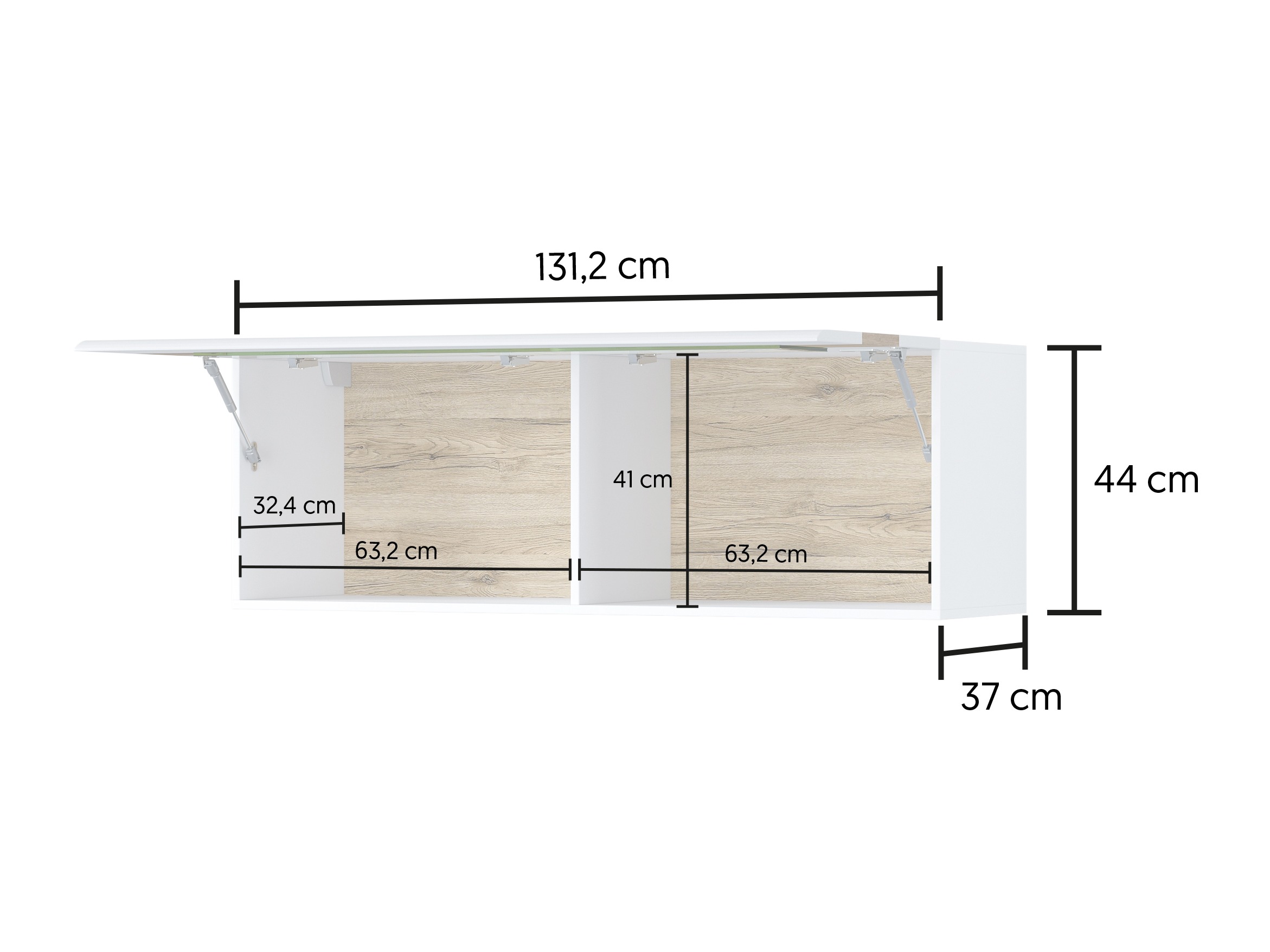 Wall cabinet Torsone 116 (White + Glossy white + San Remo oak)