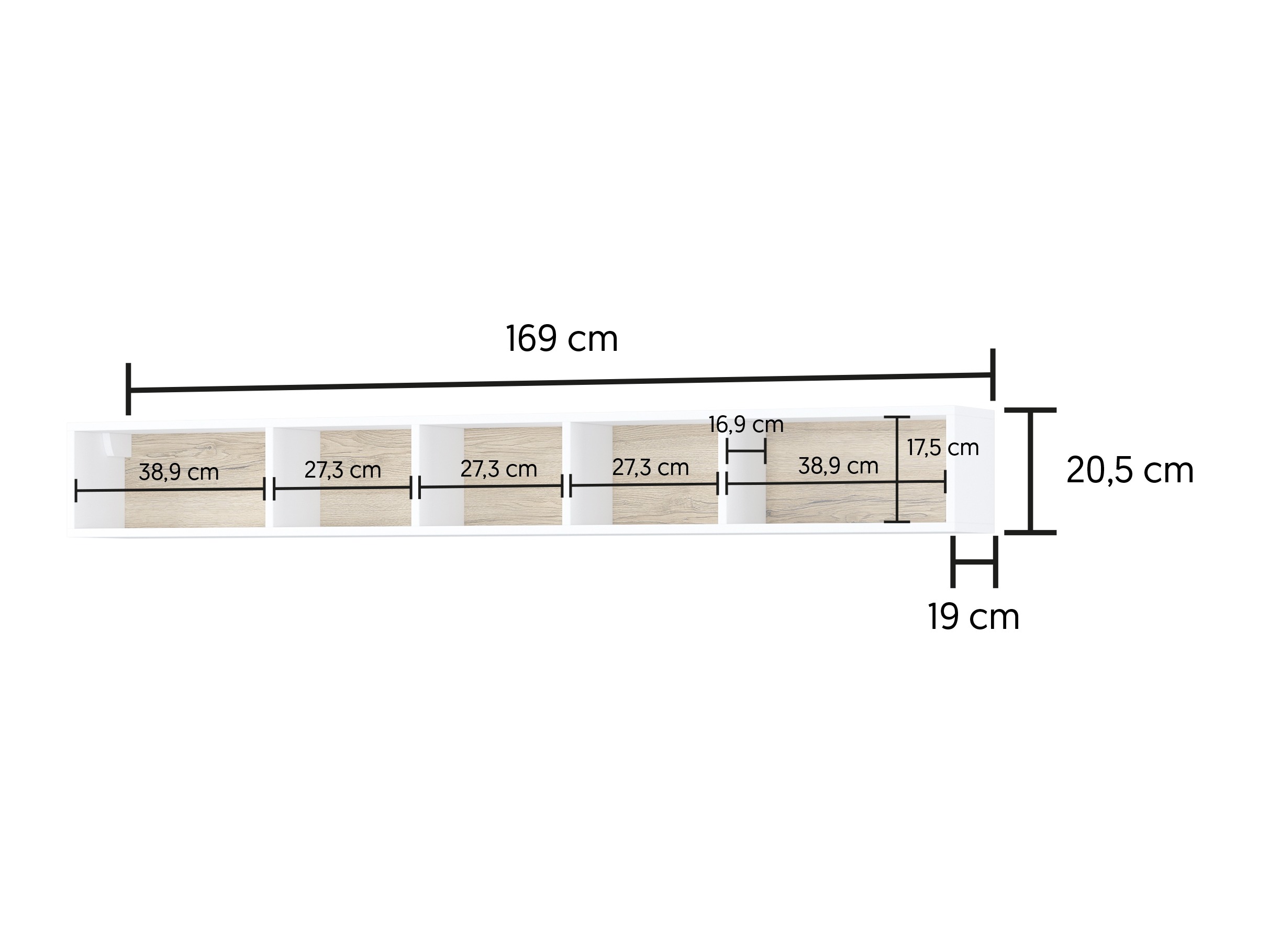 Wall shelf Torsone 105 (Anthracite + Grandson oak)