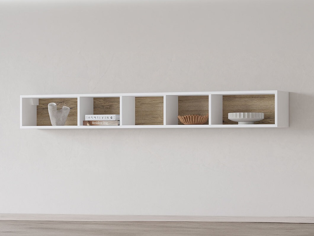 Wall shelf Torsone 105 (White + San Remo oak)
