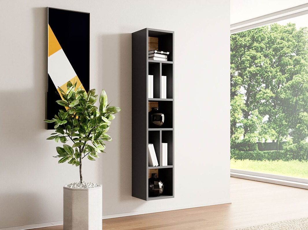 Wall shelf Torsone 106 (Anthracite + Gloss anthracite + Grandson oak)