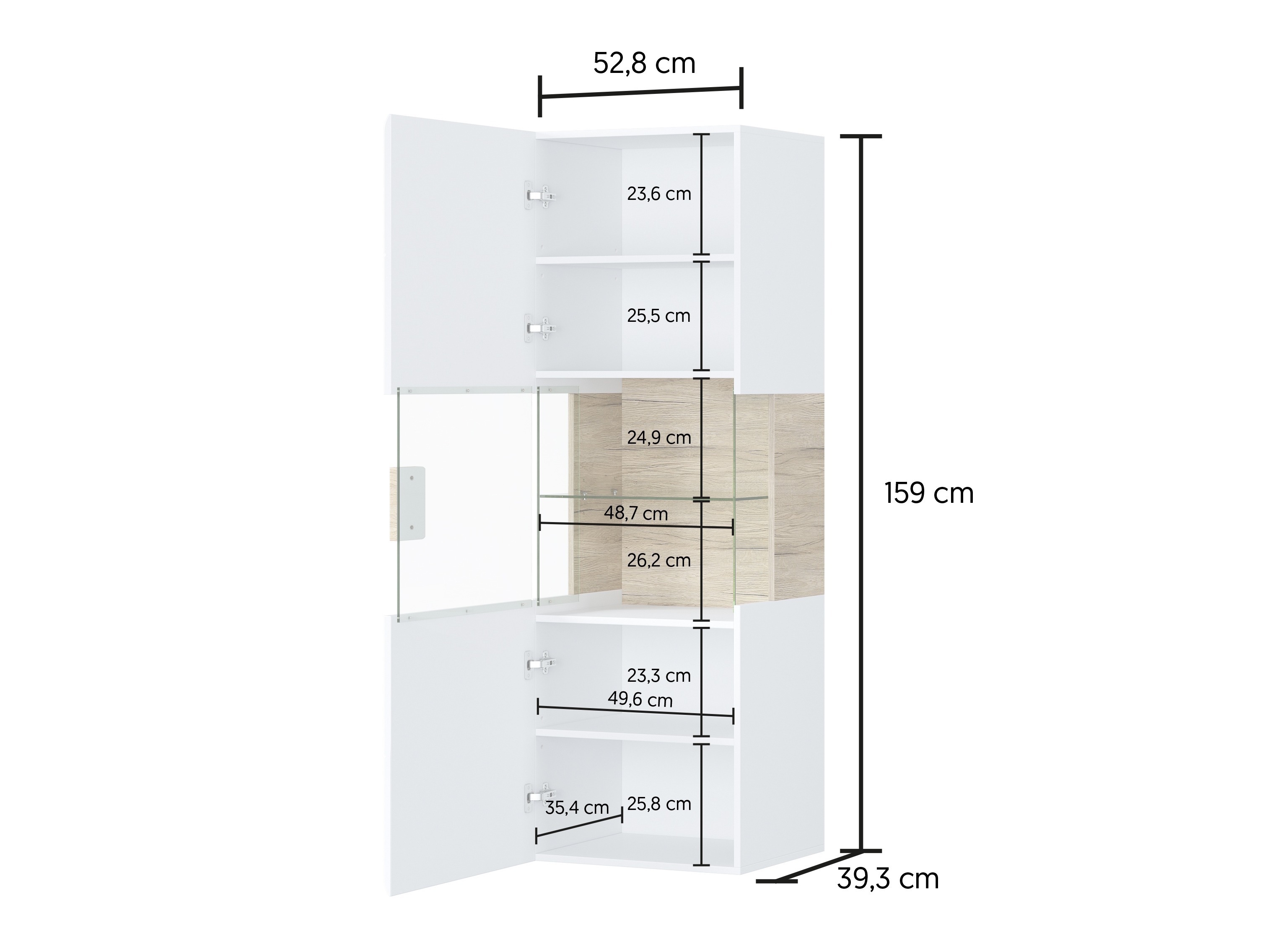 Wall shelf Torsone 109 (White + Glossy white + San Remo oak)