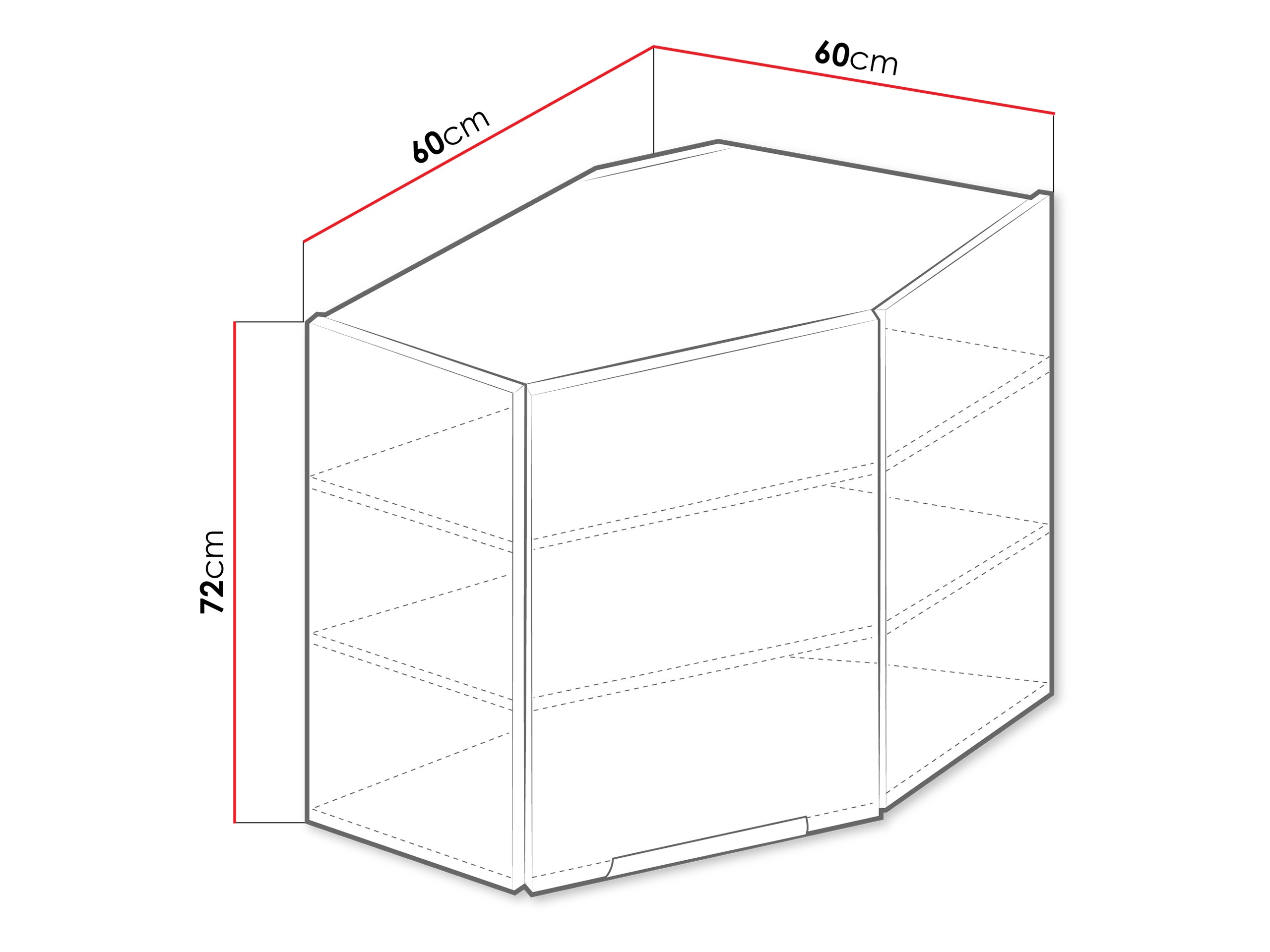 Modular wall-mounted corner cabinet Sole 142
