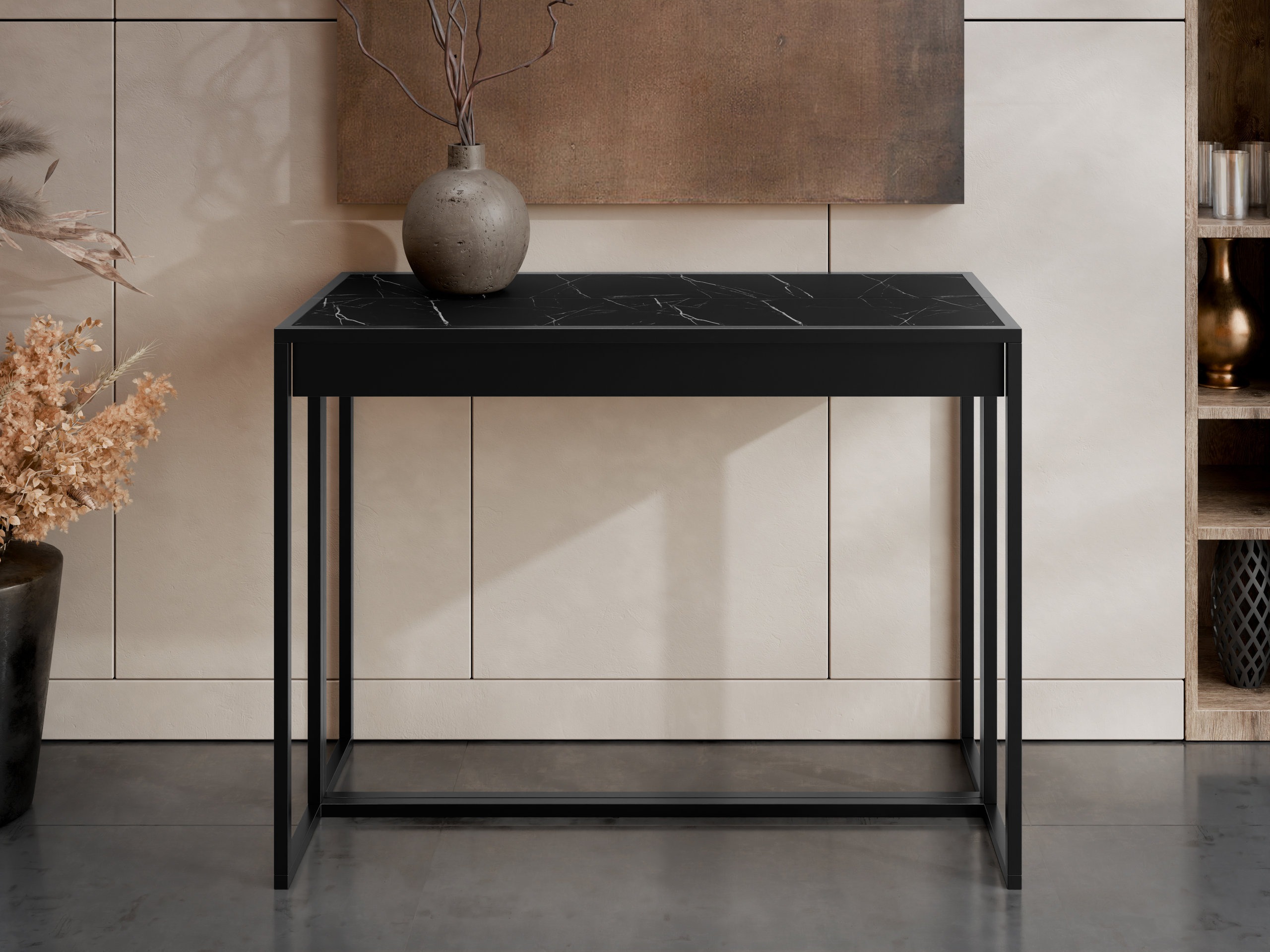 Folding table Oswego 180 (Black + Black marble)