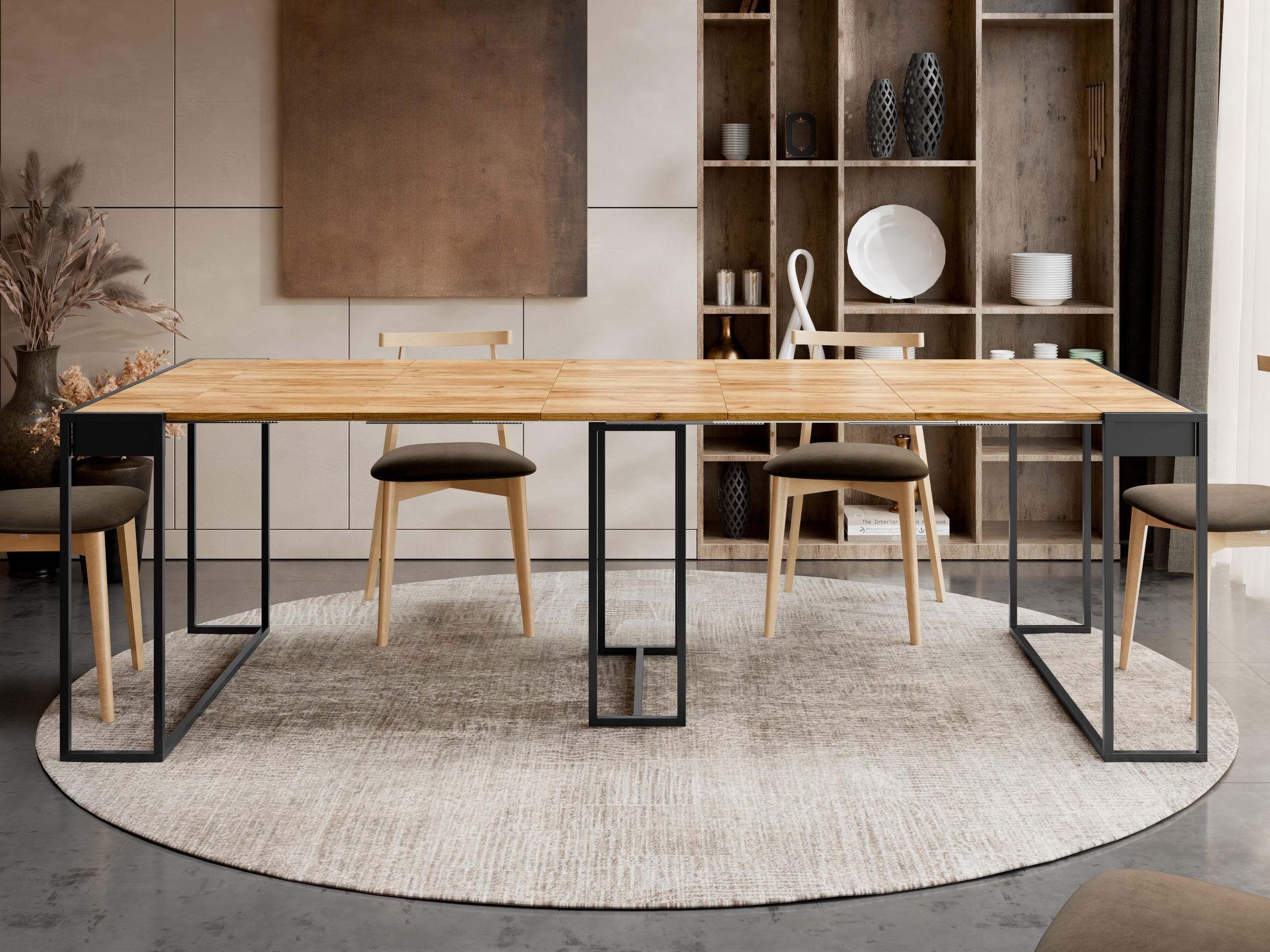 Folding table Oswego 180 (Black + Craft oak)