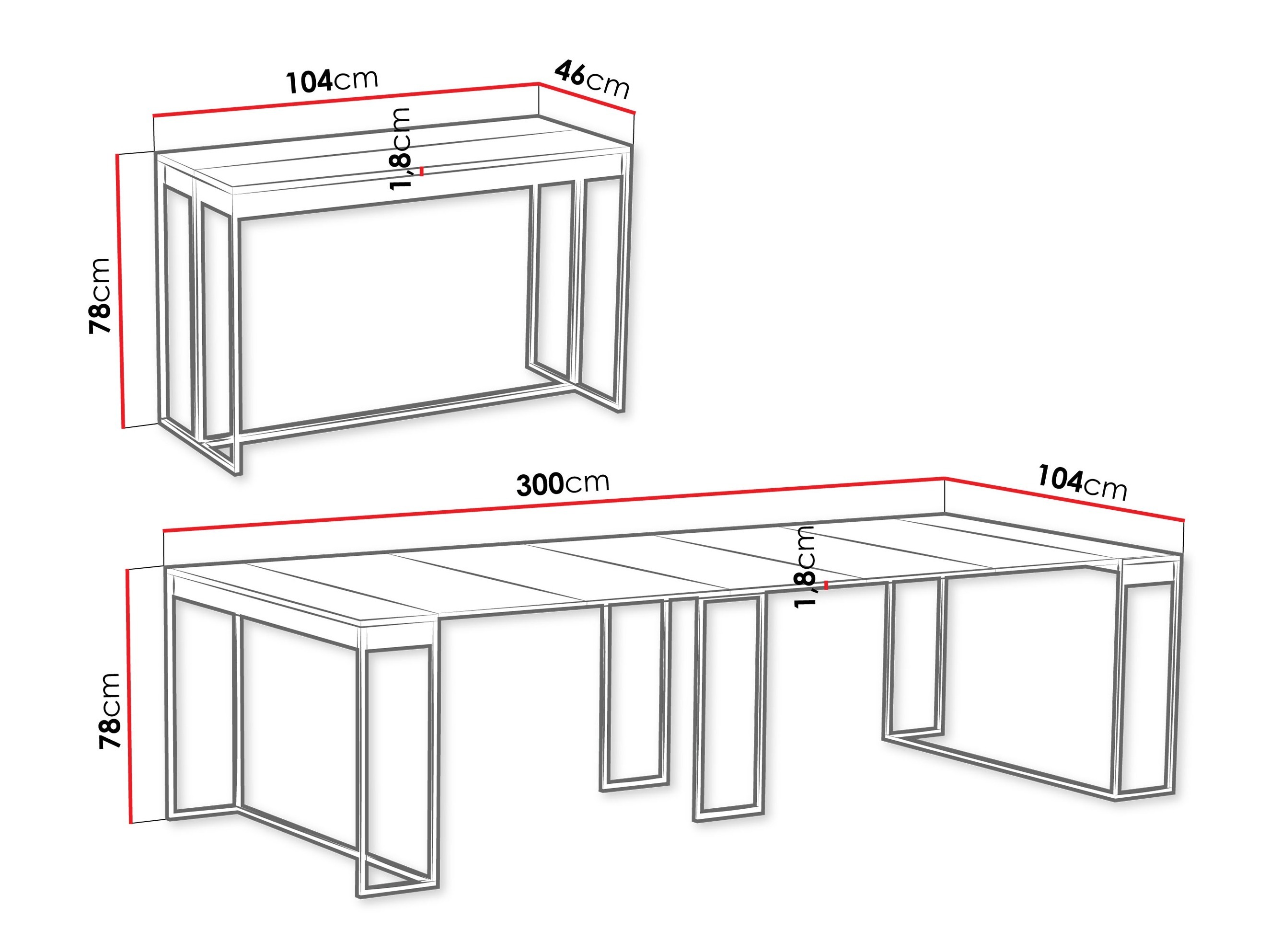 Folding table Oswego 180 (Black + Graphite)