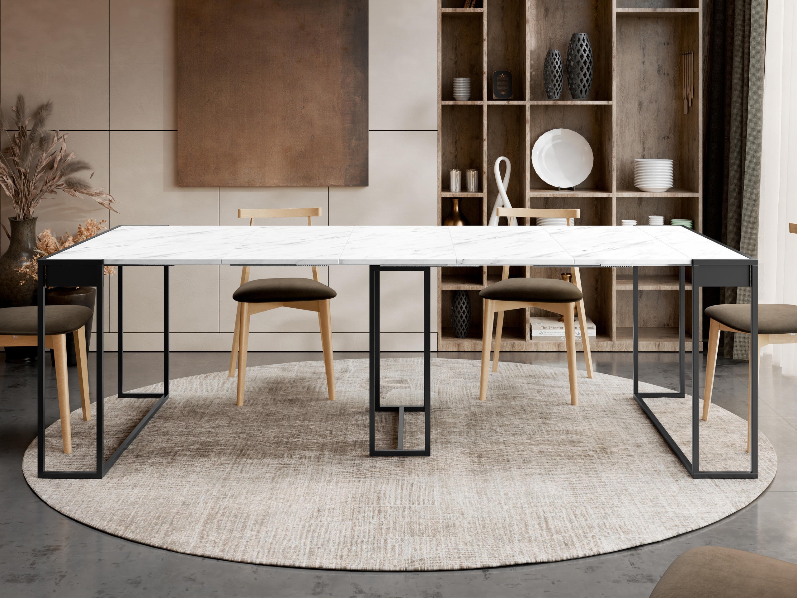 Folding table Oswego 180 (Black + White marble)