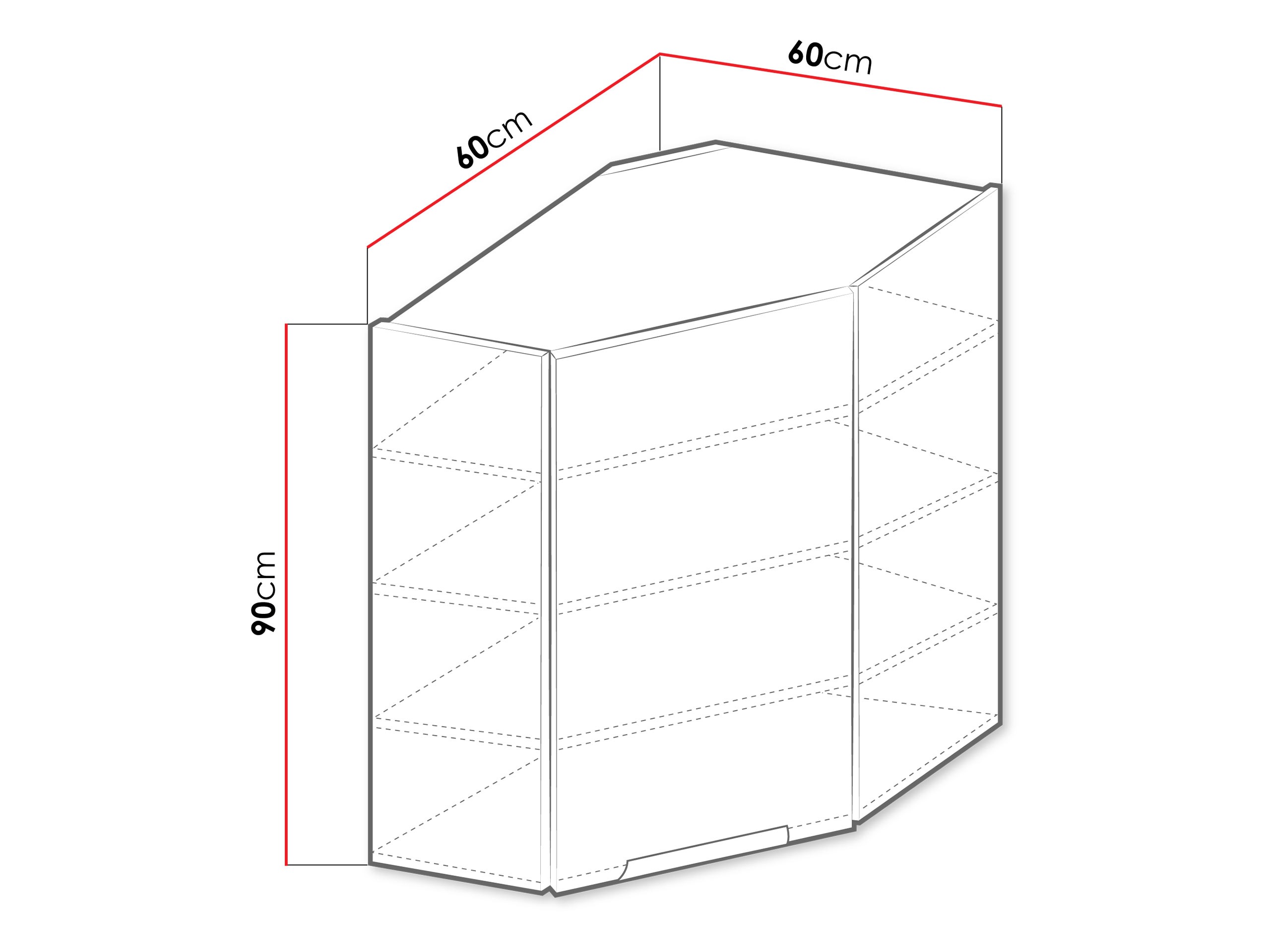 Modular wall-mounted corner cabinet Sole 144