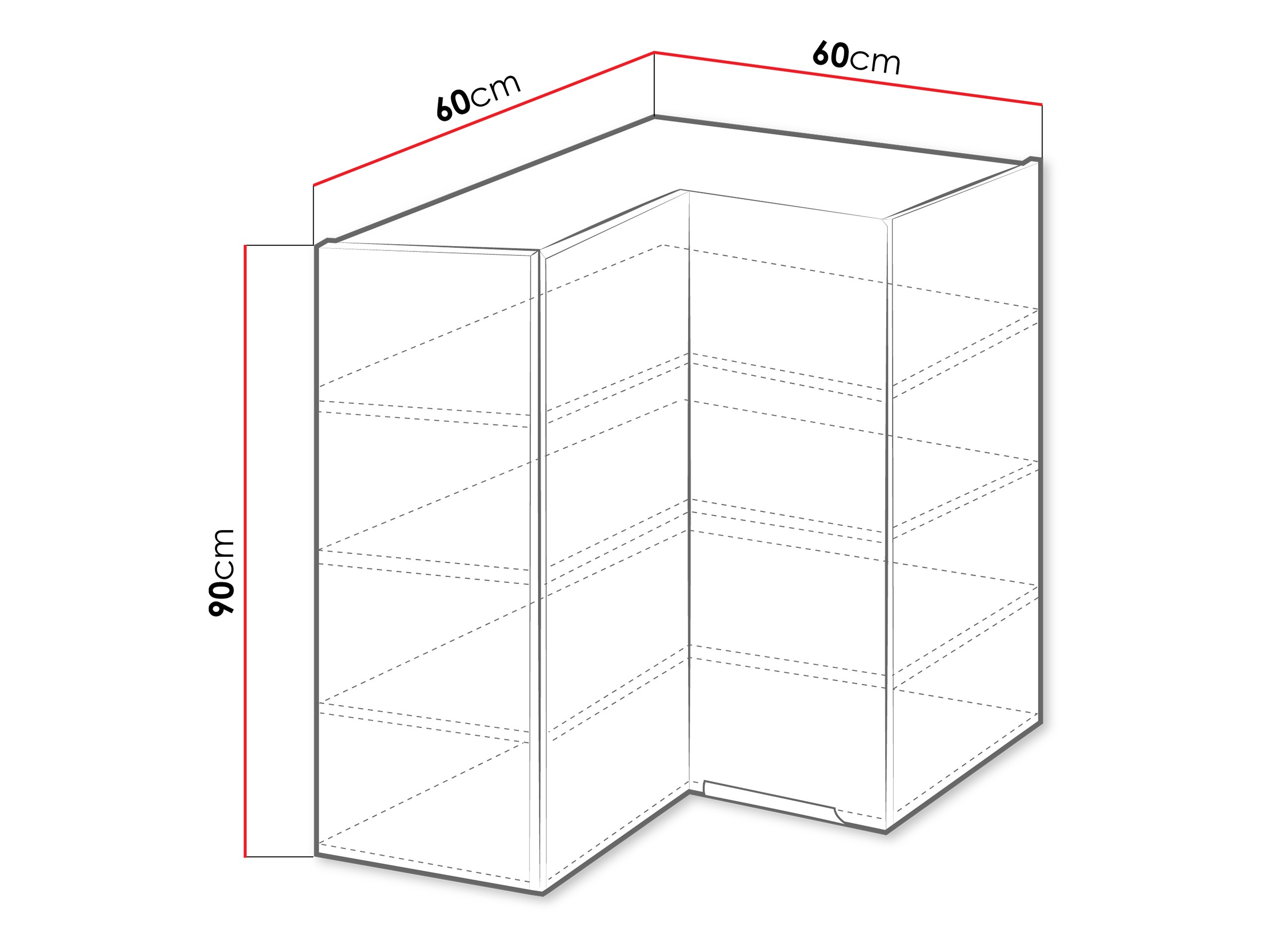 Modular wall-mounted corner cabinet Sole 145