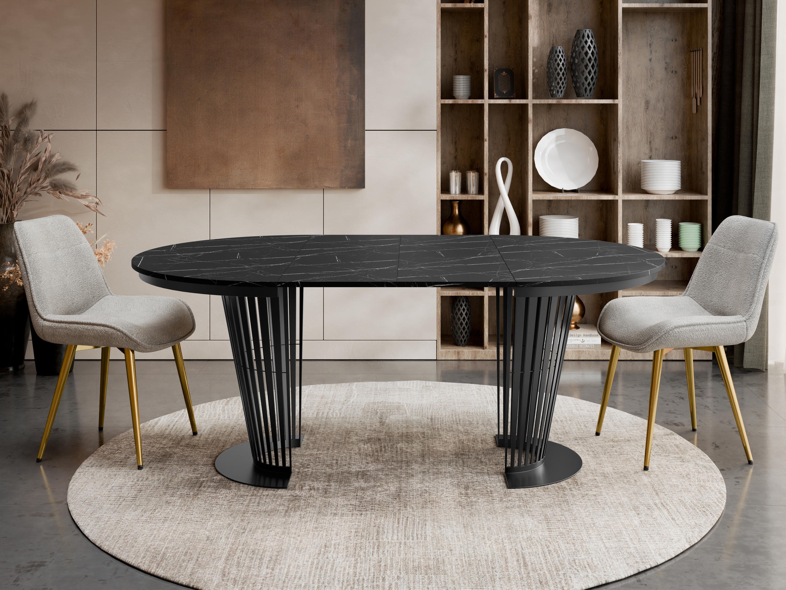 Table Oswego 179 (Black + Black marble)
