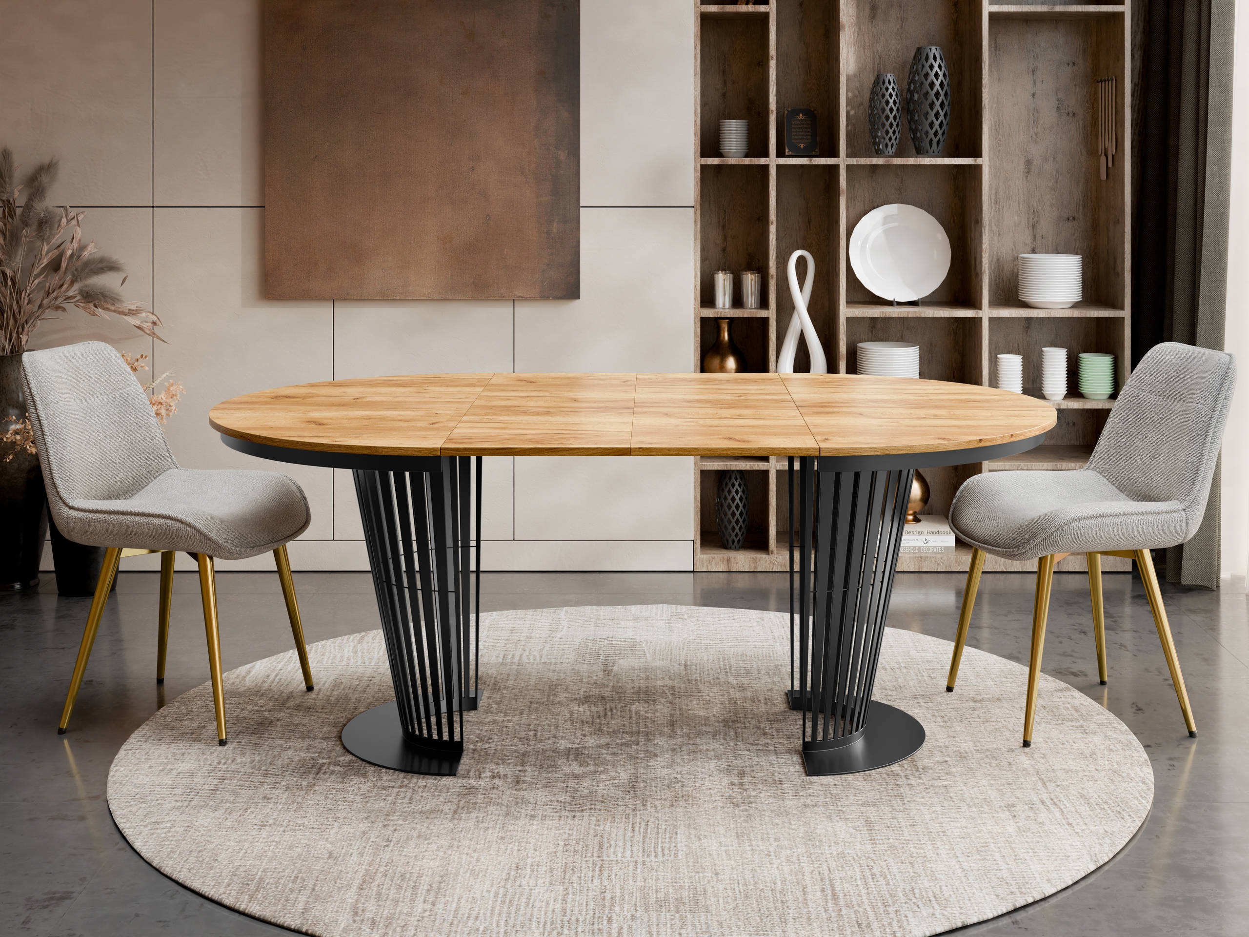 Table Oswego 179 (Black + Craft oak)