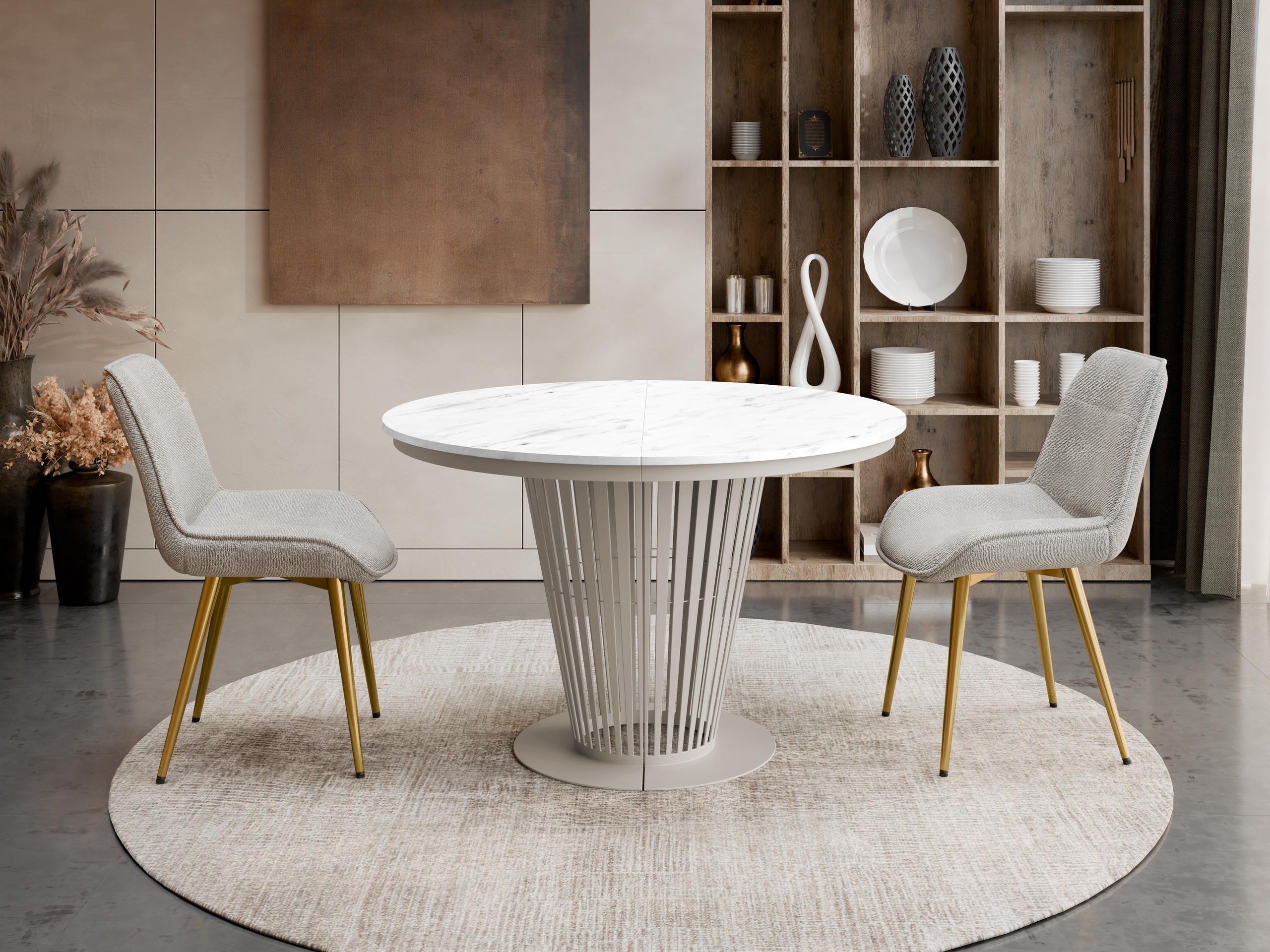Table Oswego 179 (Cashmere + White marble)