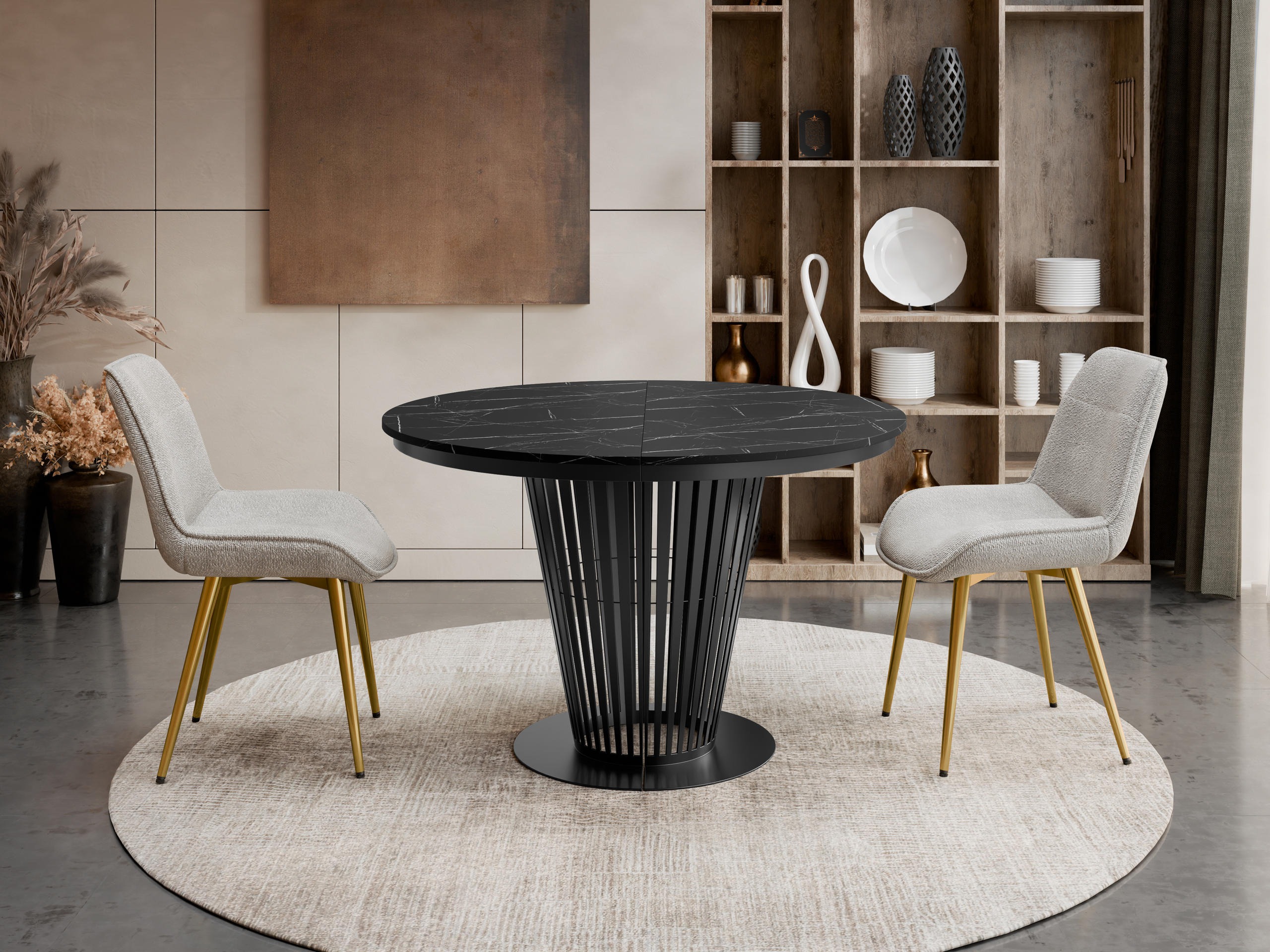 Table Oswego 181 (Black + Black marble)