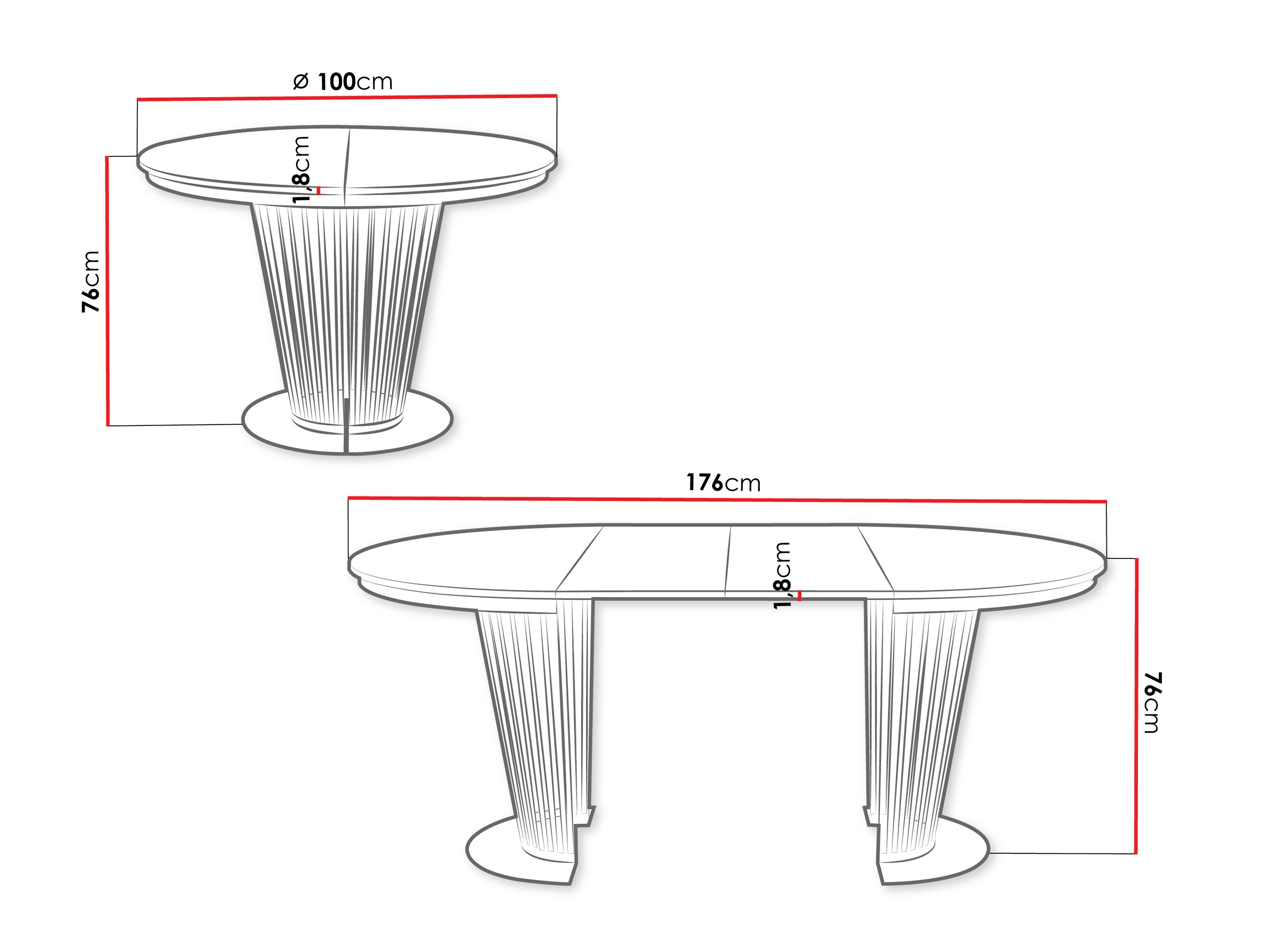 Table Oswego 181 (Black + Craft oak)