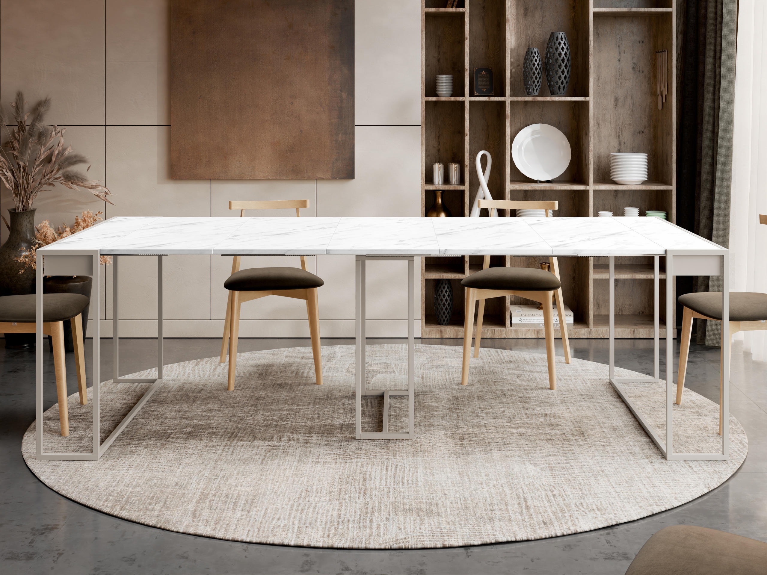 Folding table Oswego 180 (White marble + Cashmere)