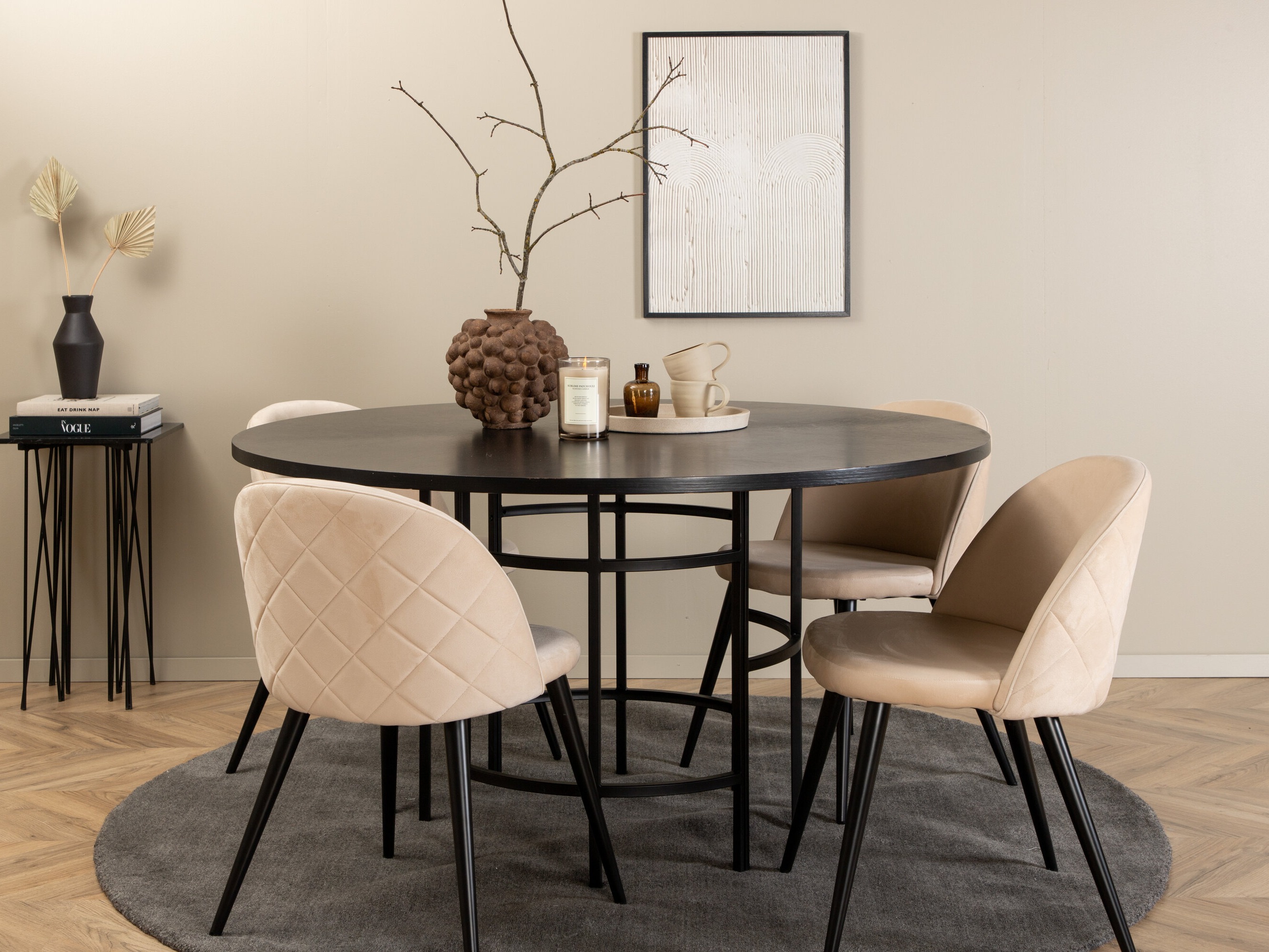 Dining set Dallas 2386 (Black + Cream)