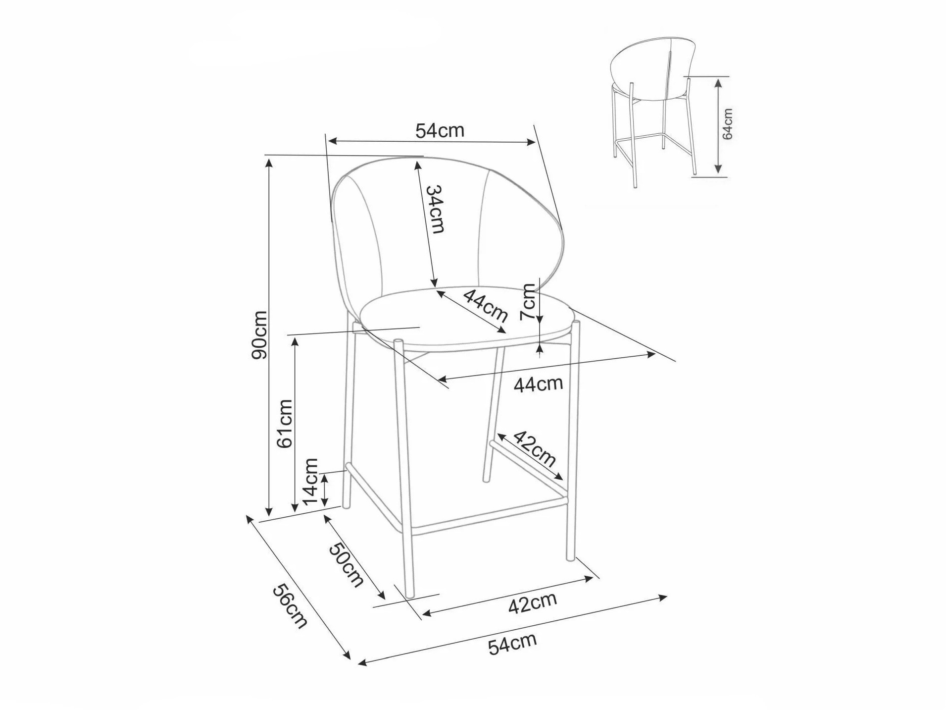 Counter stool Detroit 947 (Grey + Black)