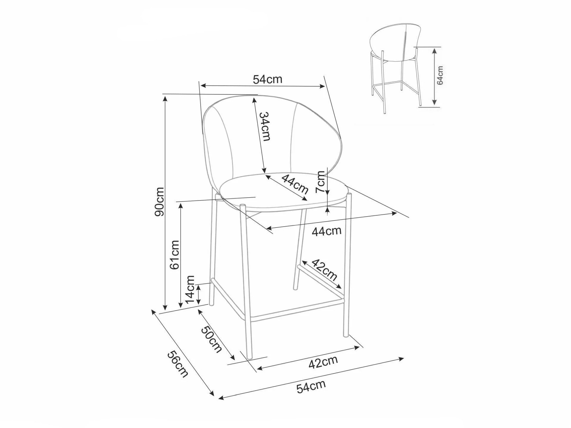 Counter stool Detroit 947 (Light brown + Walnut)