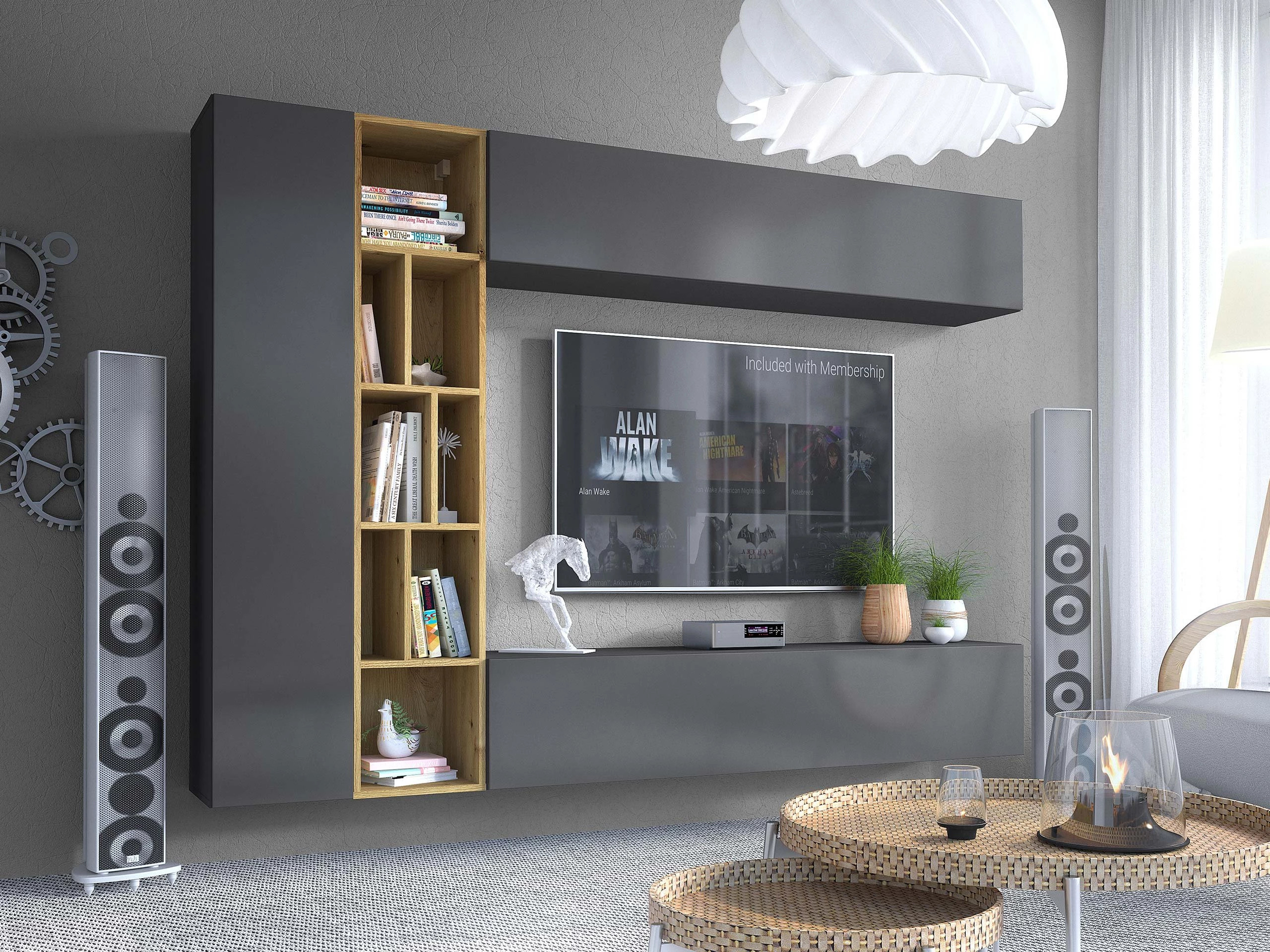 Living room set Comfivo Natura (Grey + Artisan oak)