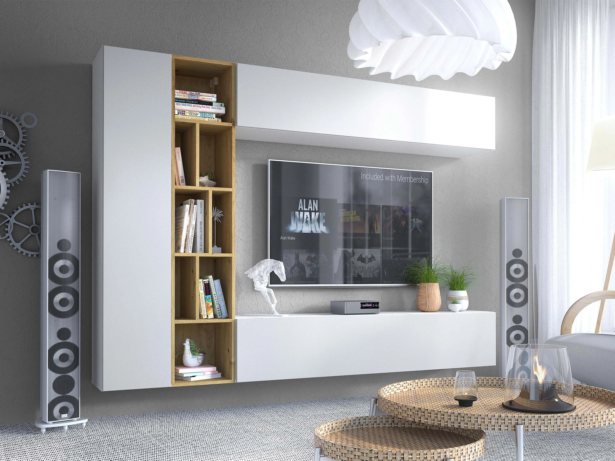 Living room set Comfivo Natura (White + Artisan oak)
