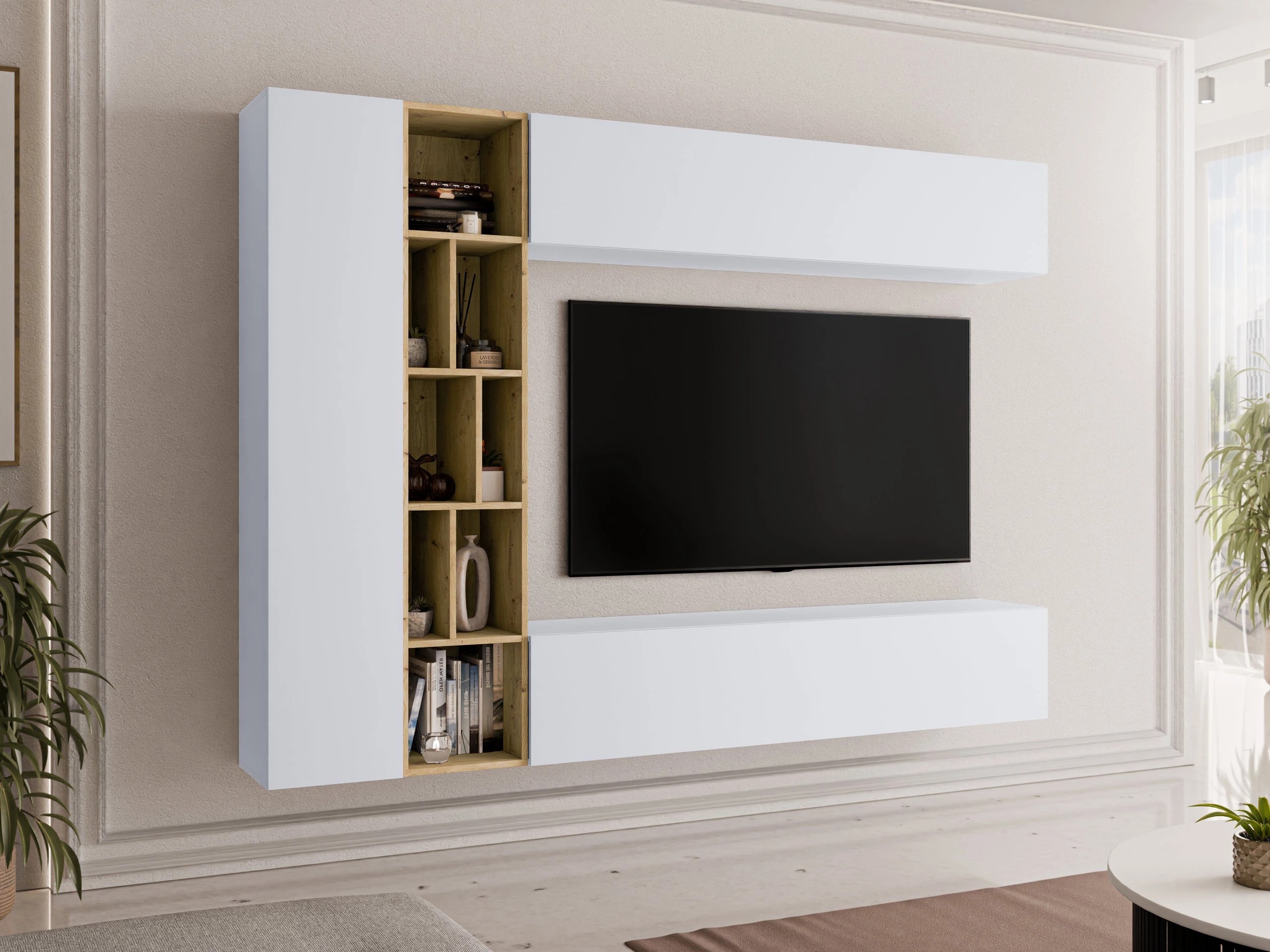Living room set Comfivo Natura (White + Artisan oak)