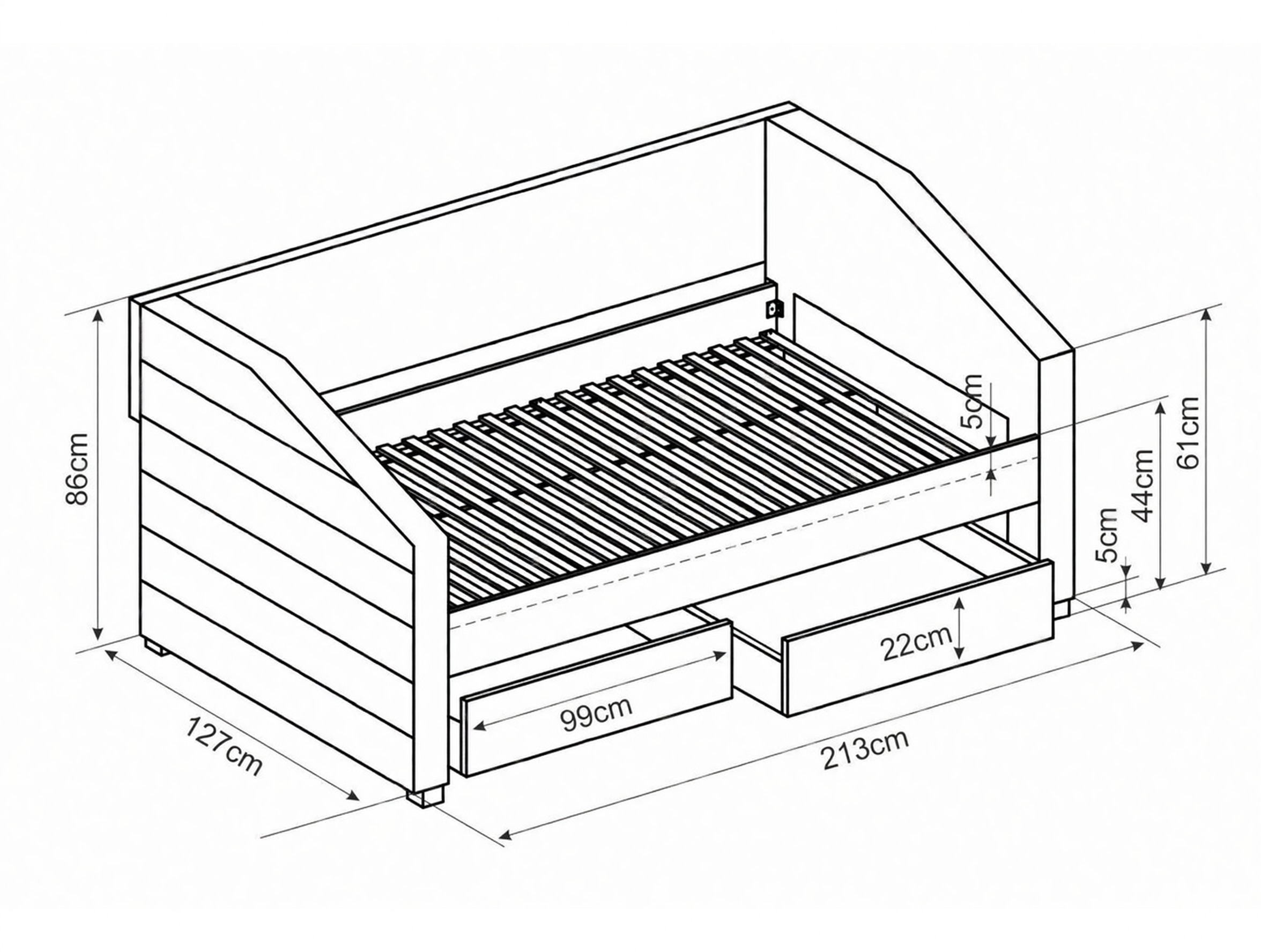 Bed Detroit 443 (Grey)