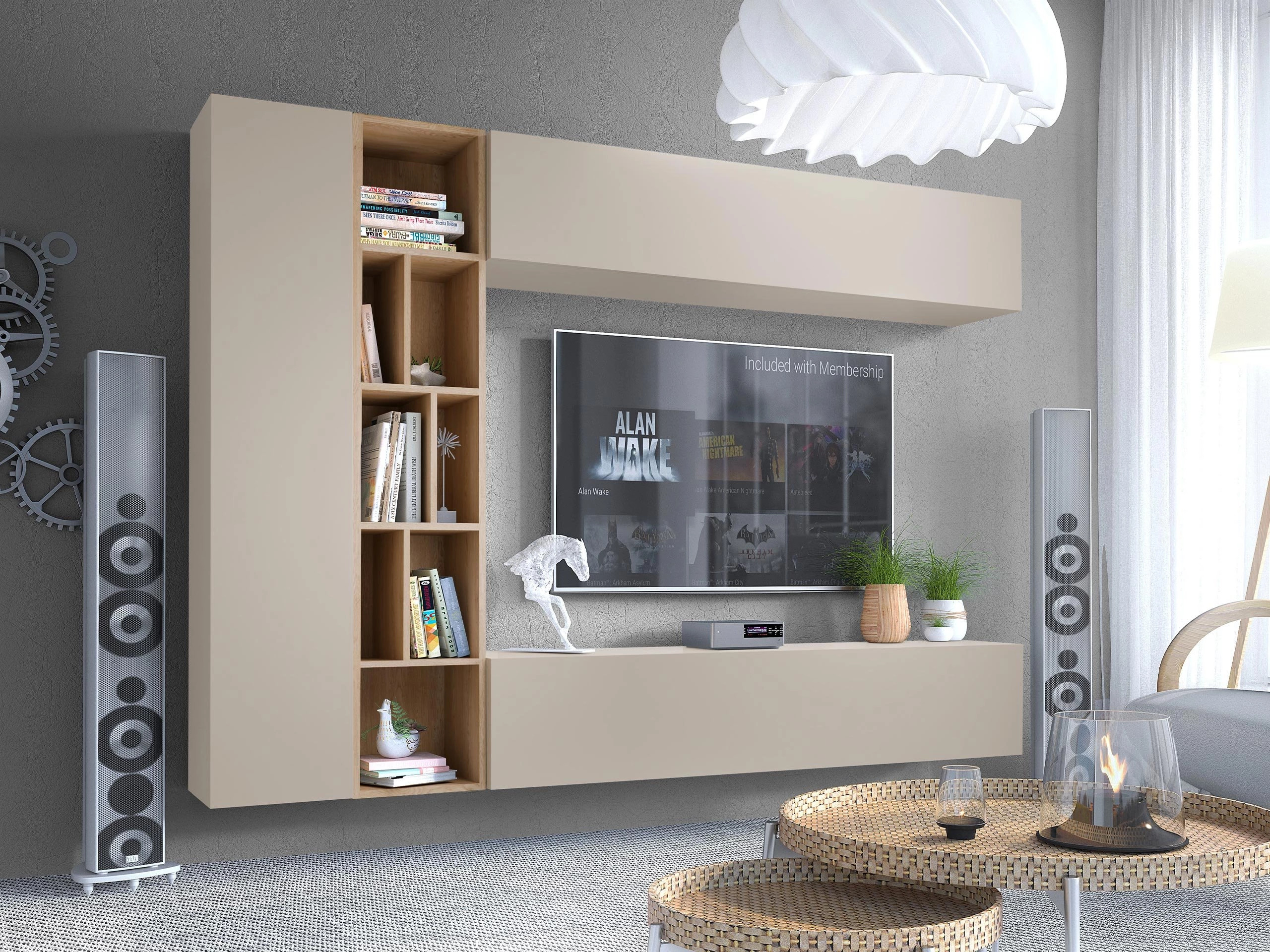 Living room set Comfivo Natura (Cashmere + Artisan oak)