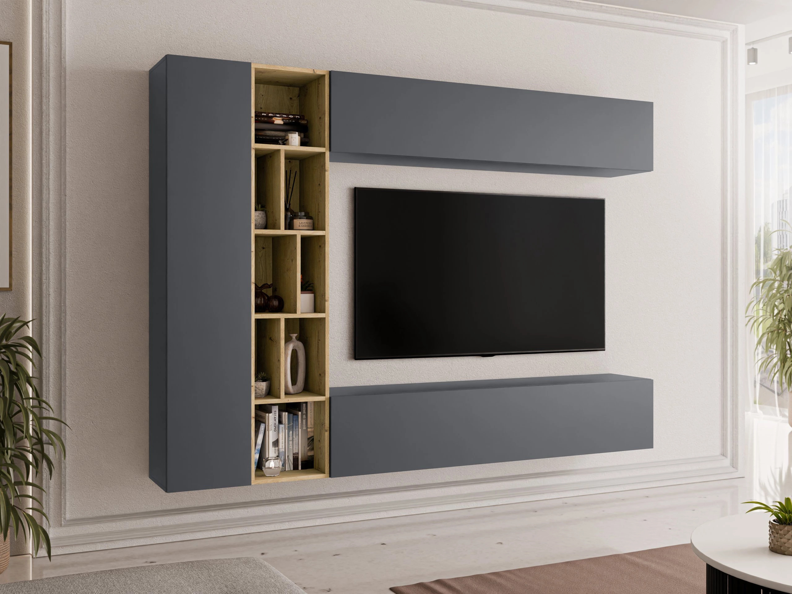 Living room set Comfivo Natura (Grey + Artisan oak)