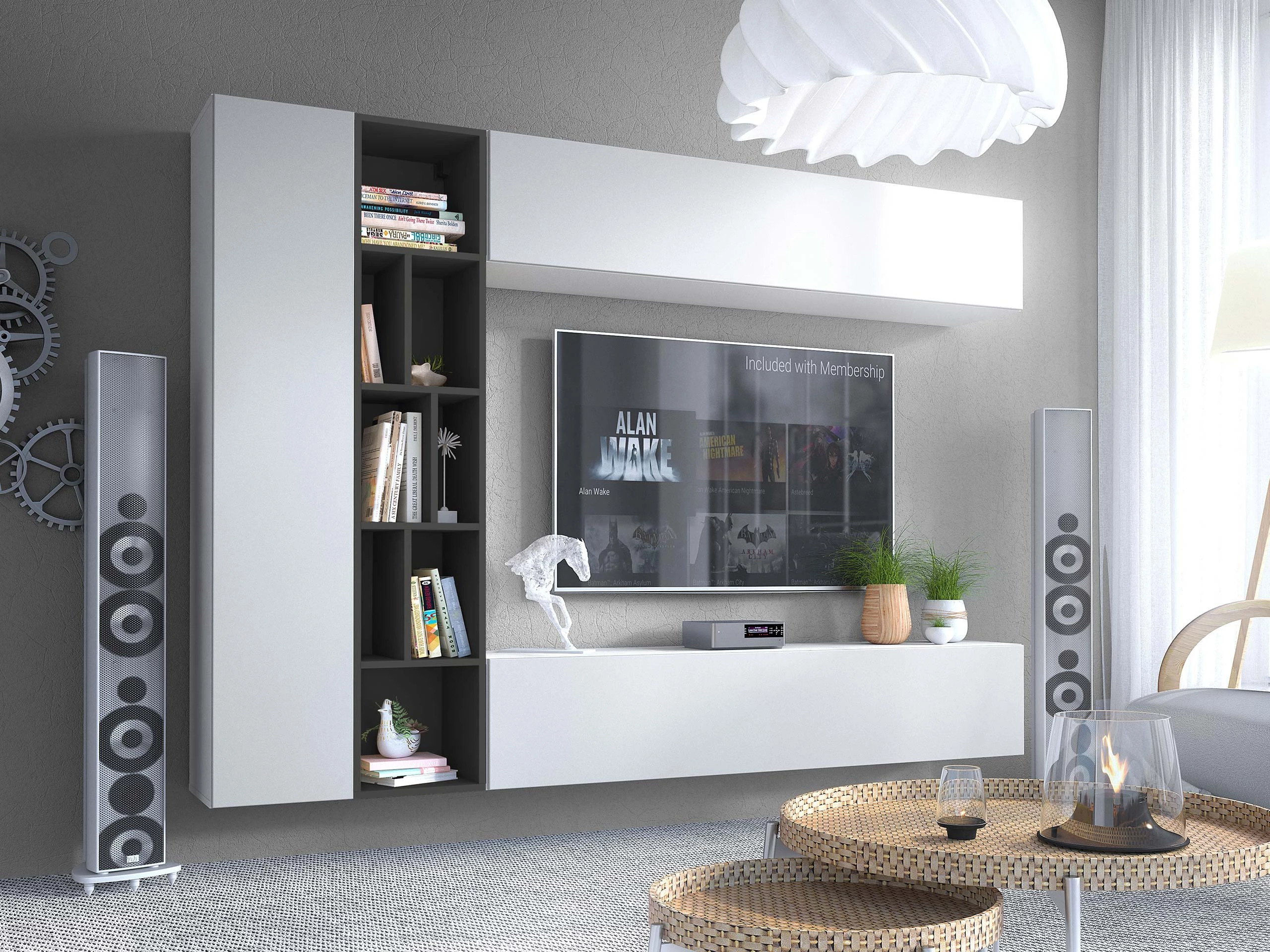 Living room set Comfivo Natura (White + Graphite)