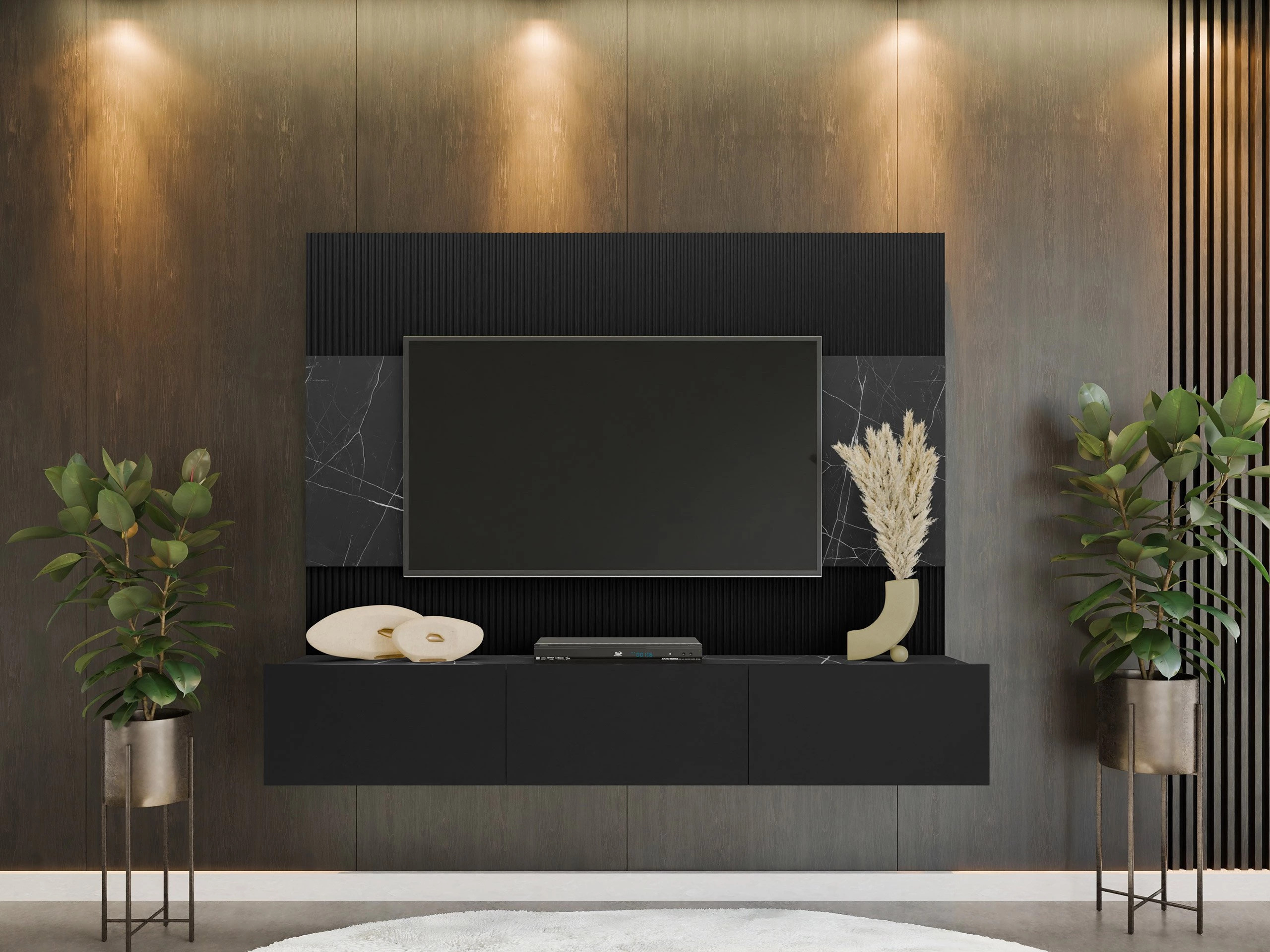 Living room set Comfivo Salix (Black + Black marble)