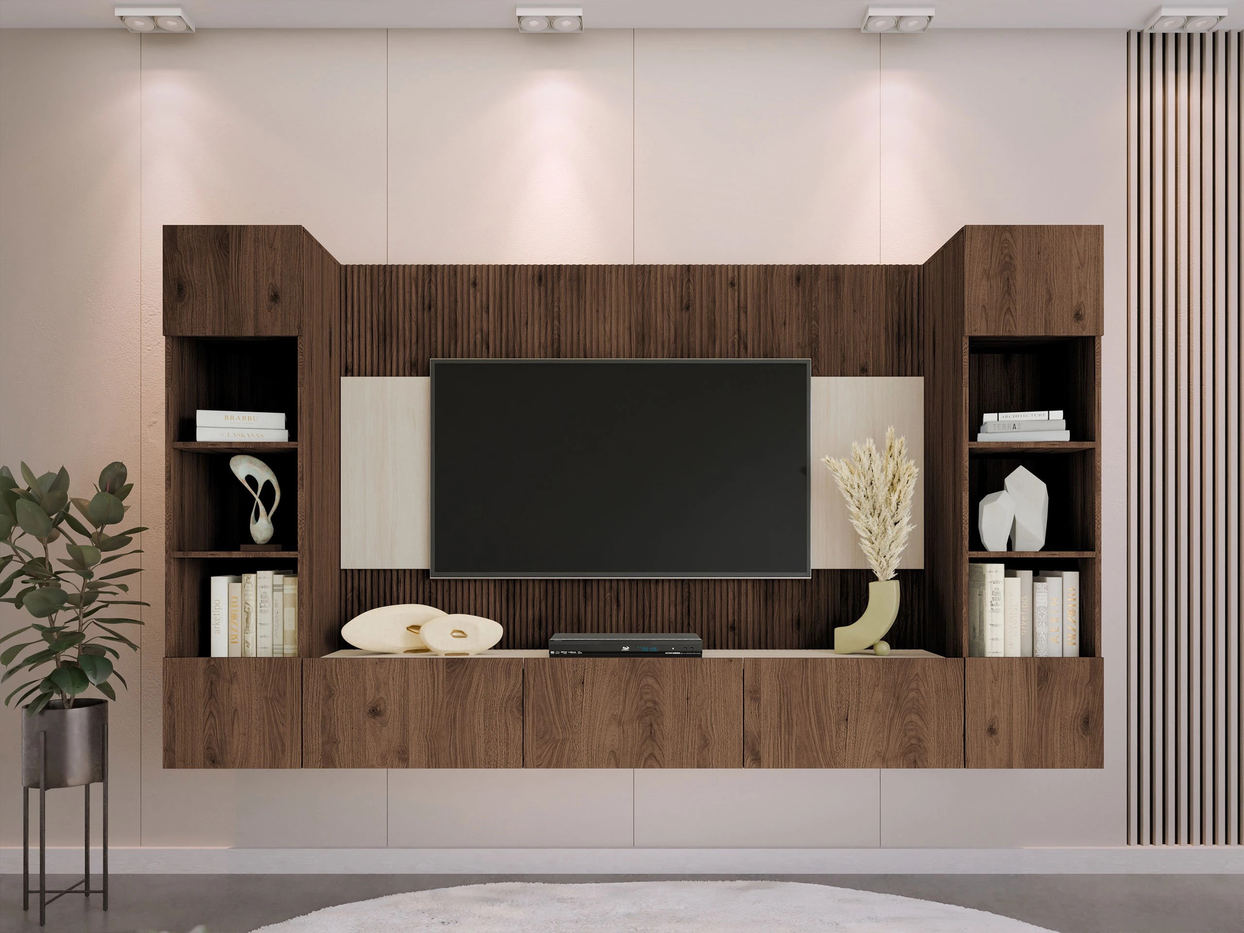 Living room set Comfivo Salix I (Walnut + Light travertine)