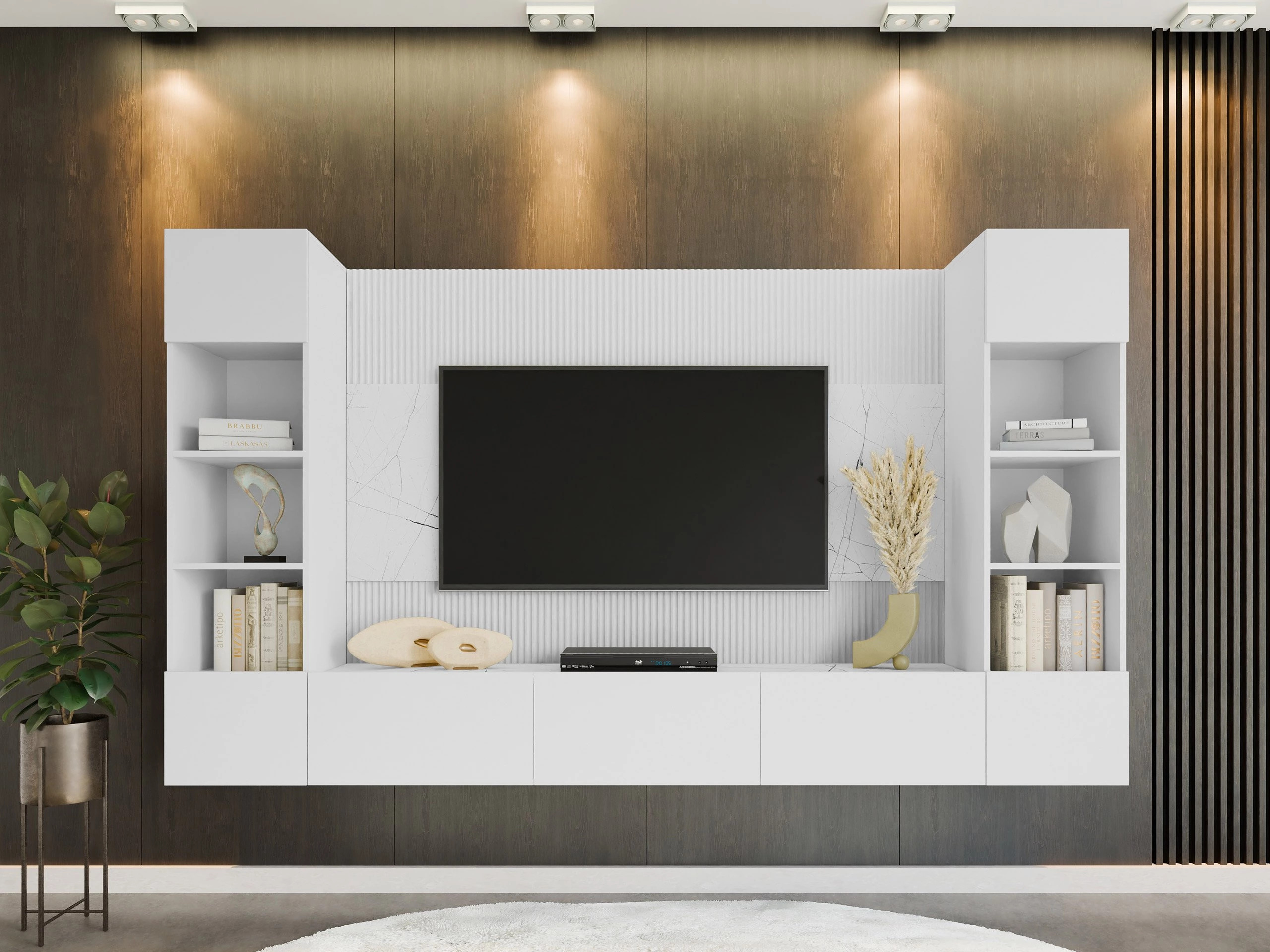 Living room set Comfivo Salix I (White + White marble)