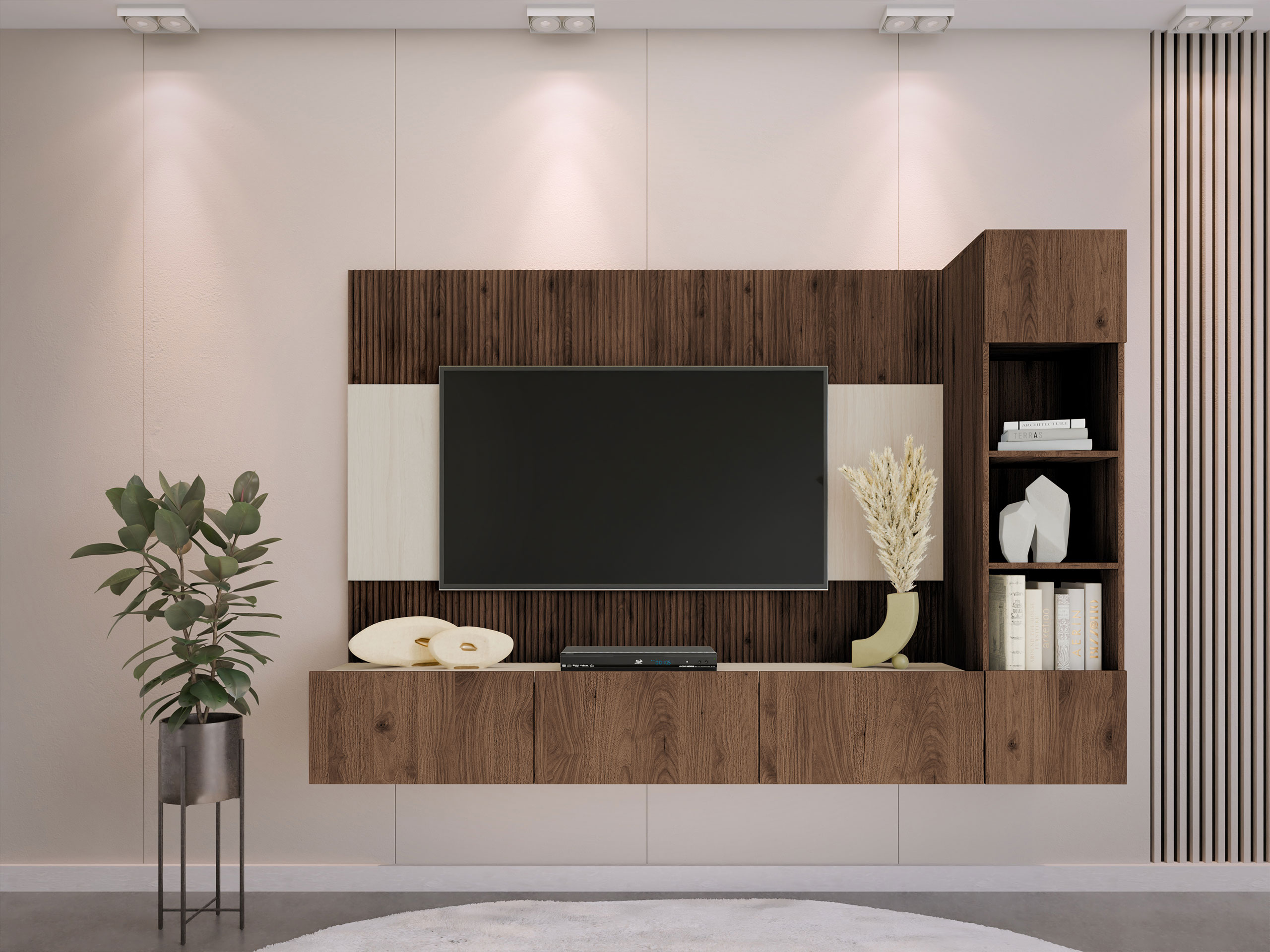 Living room set Comfivo Salix II (Walnut + Light traverine)