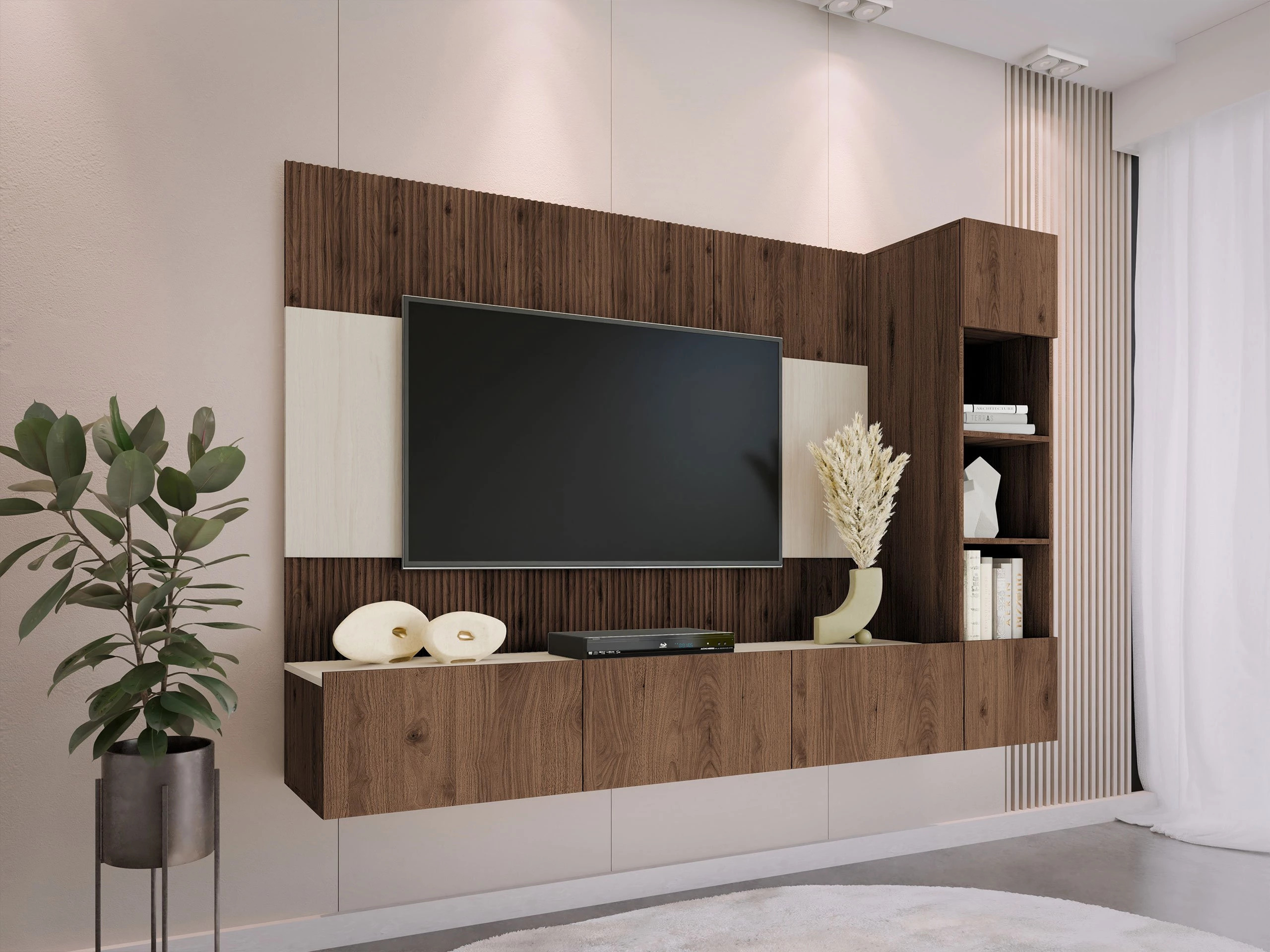 Living room set Comfivo Salix II (Walnut + Light Travertine)