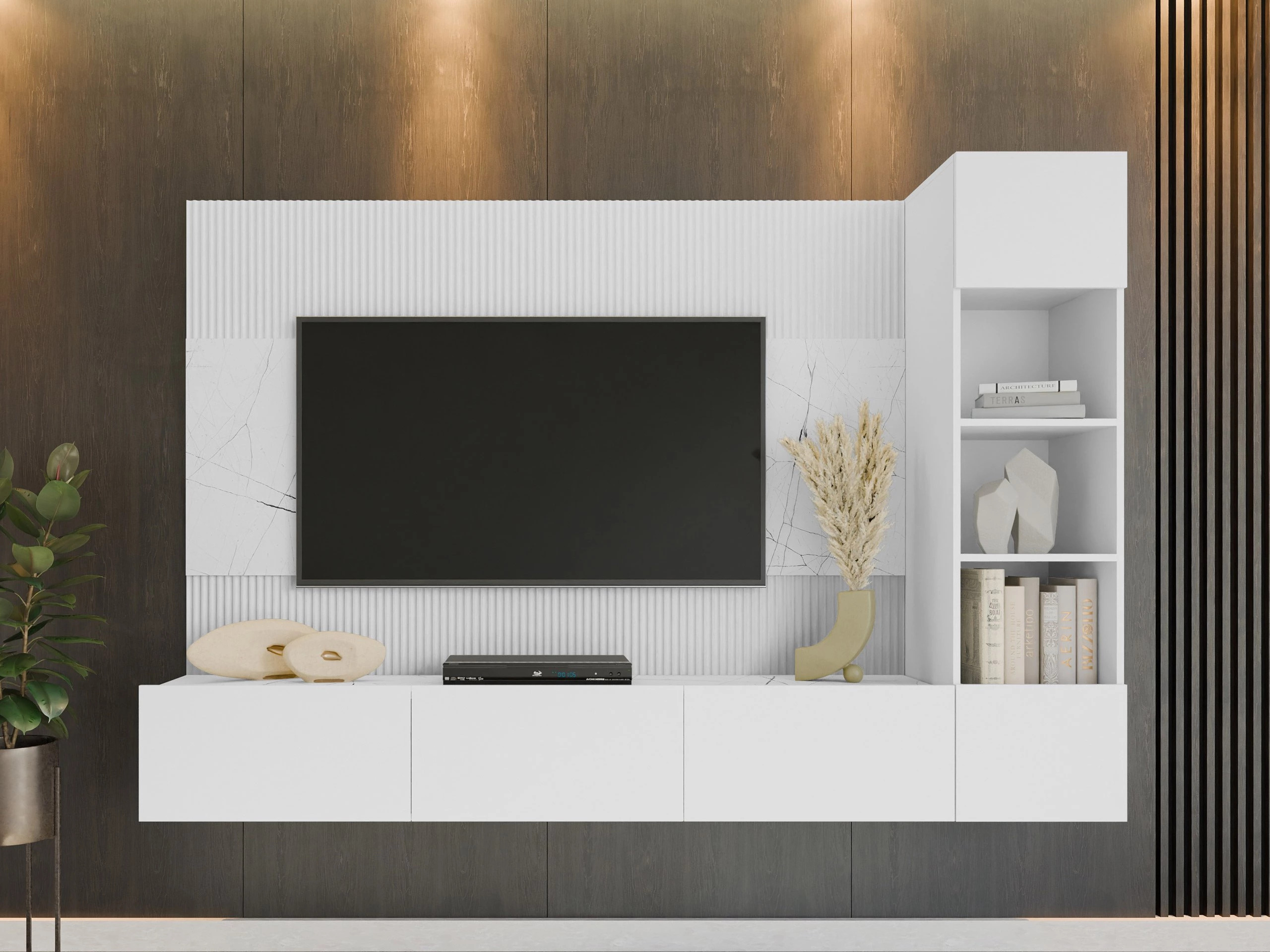 Living room set Comfivo Salix II (White + White marble)