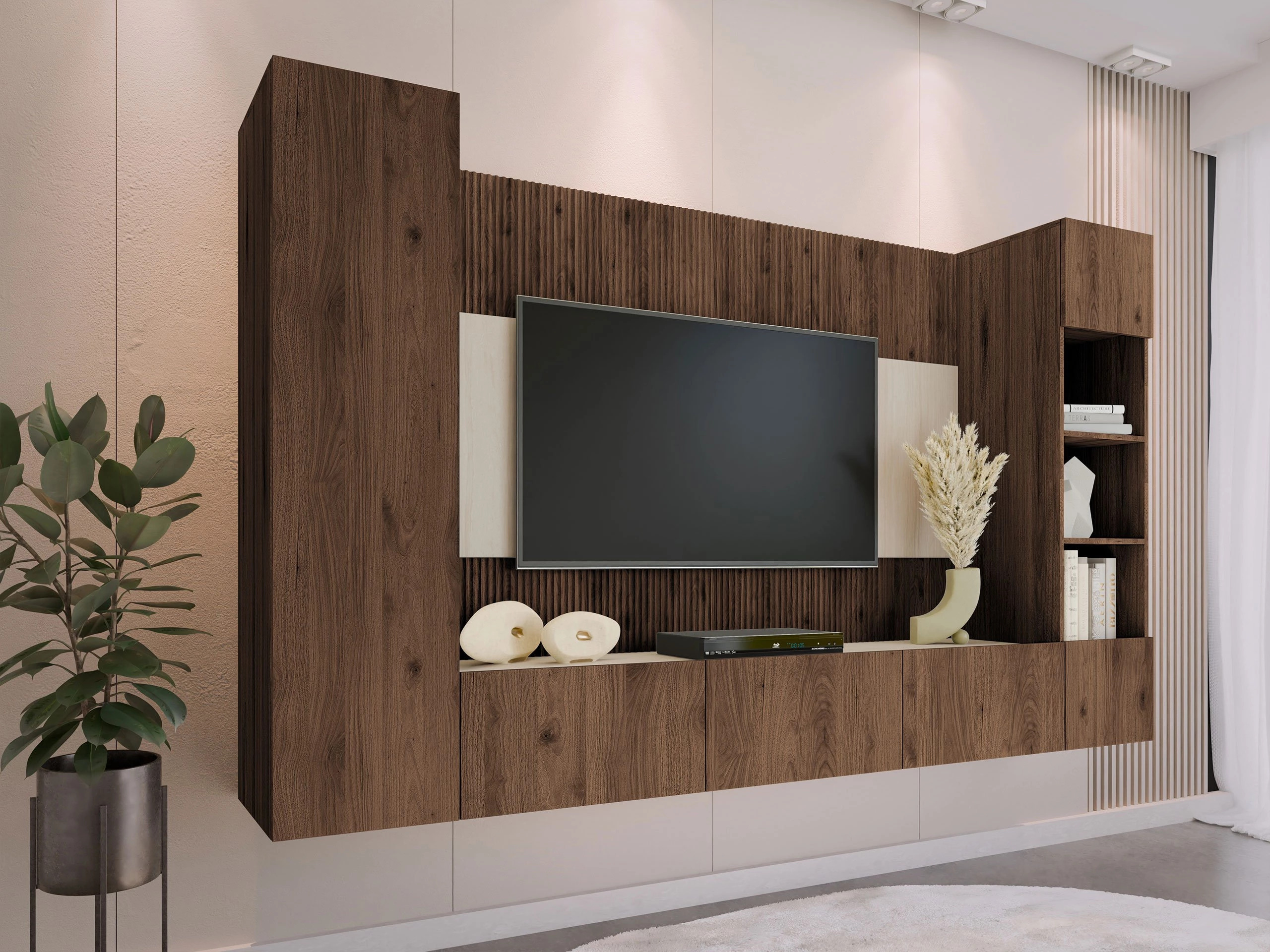 Living room set Comfivo Salix IV (Walnut + Light travertine)