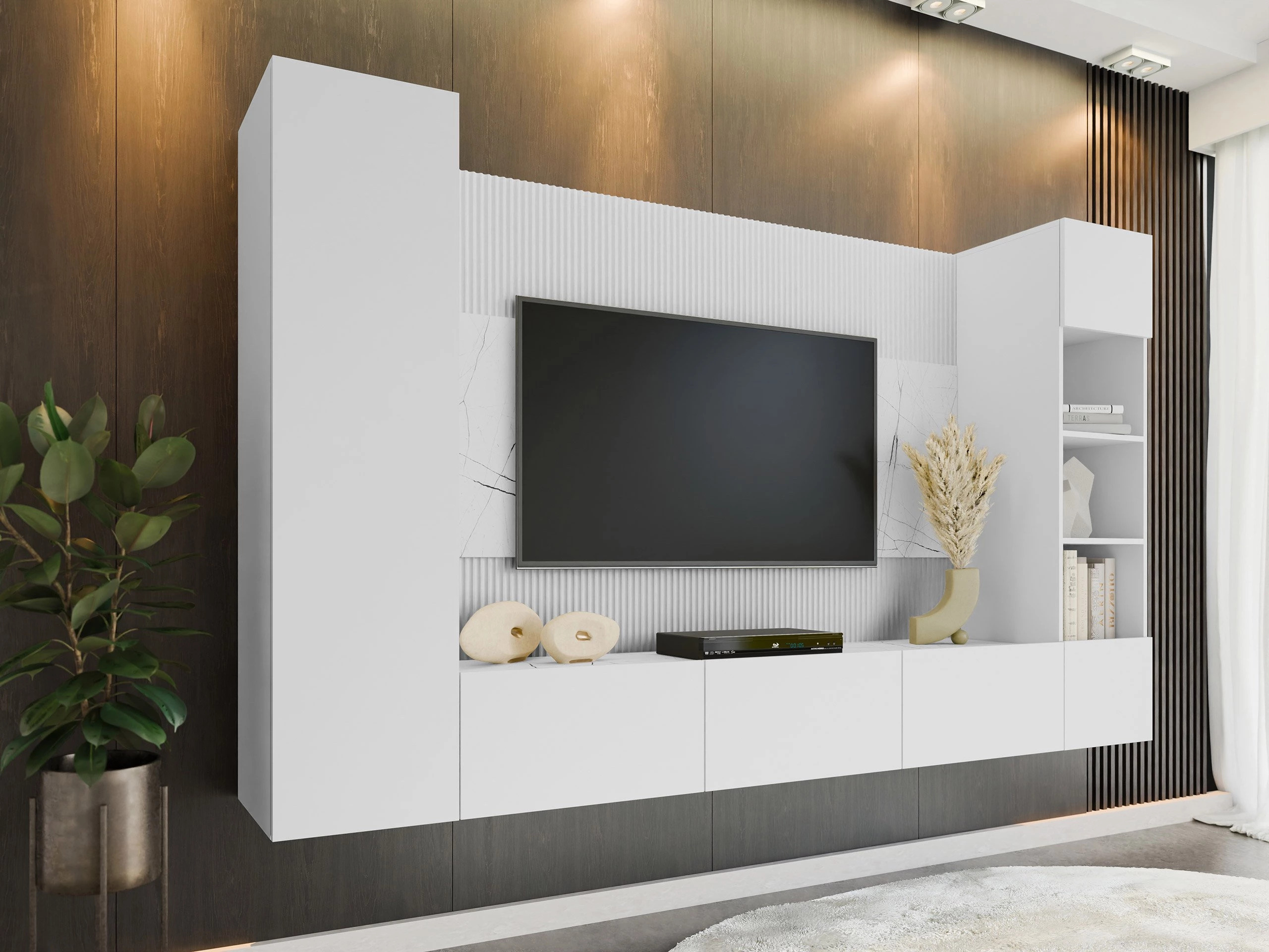 Living room set Comfivo Salix IV (White + White marble)