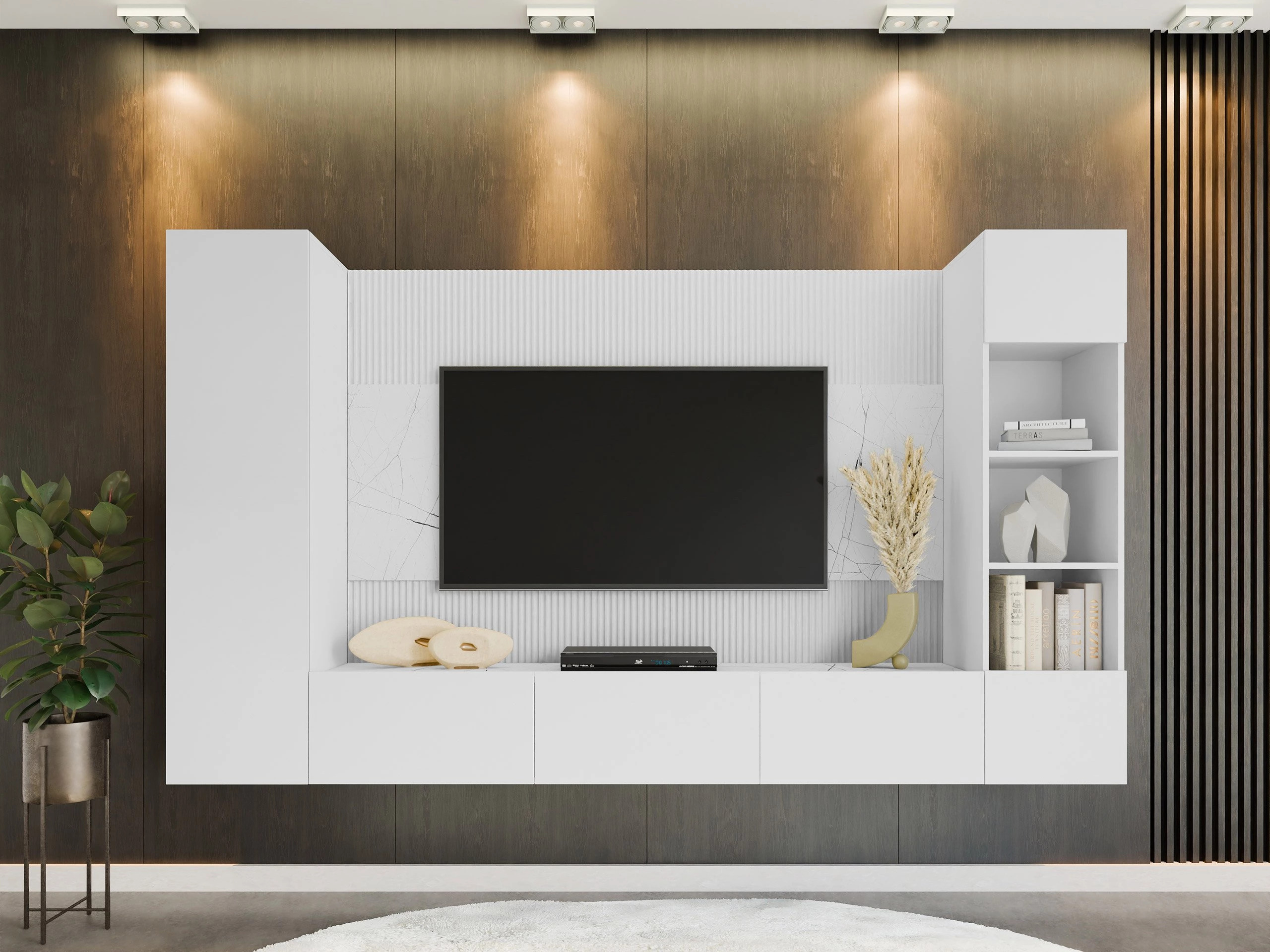 Living room set Comfivo Salix IV (White + White marble)